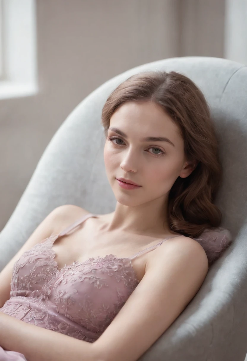 Beautiful elegance, happy young woman, (blushing, scars: 0.6), (goosebumps: 0.5), on the bed, fully nude, scattered below the surface, pink sheer panties and garter belt, rainbow eyes, details eyes, textured skin, realistic dull skin noise, visible skin details, skin fuzz, dry skin, petite, noticeable colors, photorealistic,