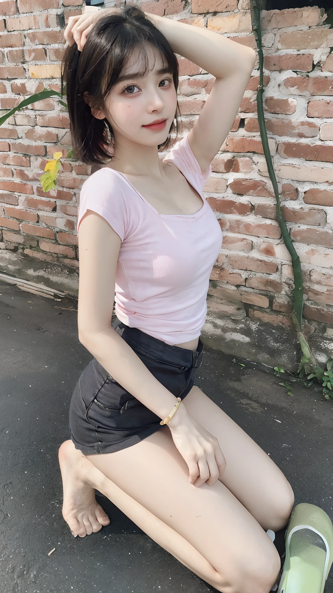 Top quality, Masterpiece, 超高分辨率, (Realistic, : 1.4), Original photo, (True skin texture: 1.3), (filmgrain: 1.3), in a panoramic view, Portrait, Very wide lens, Narrow waist, cowboy lens, (bangs, Inconspicuous, Cold light,) Night, Close-up, Tears, Short hair, neck long, ears sticking out, bangs, Big eyes, Brightly Colored Eyes, In the house, Dust, Tindall effect, (Facial expression), Sitting, (hitting a wall), Crying, Frowning, (Looking down), Nervousness, Tears, smiling happily
one girl, eyes and face with beautiful details, White jabot, pink dark V, Brown eyes,