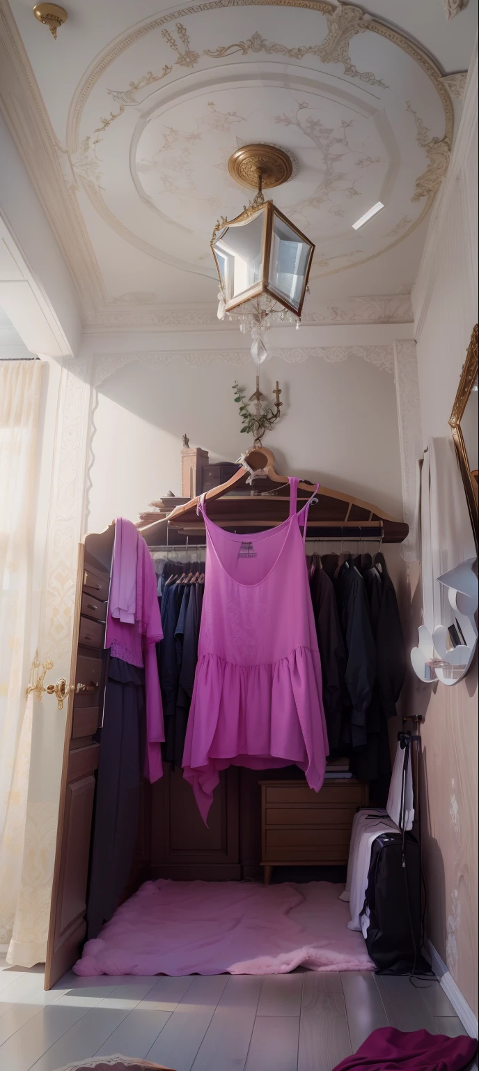 a room furniture , light, mirror, 8k 4u realistic clothes, simple room,