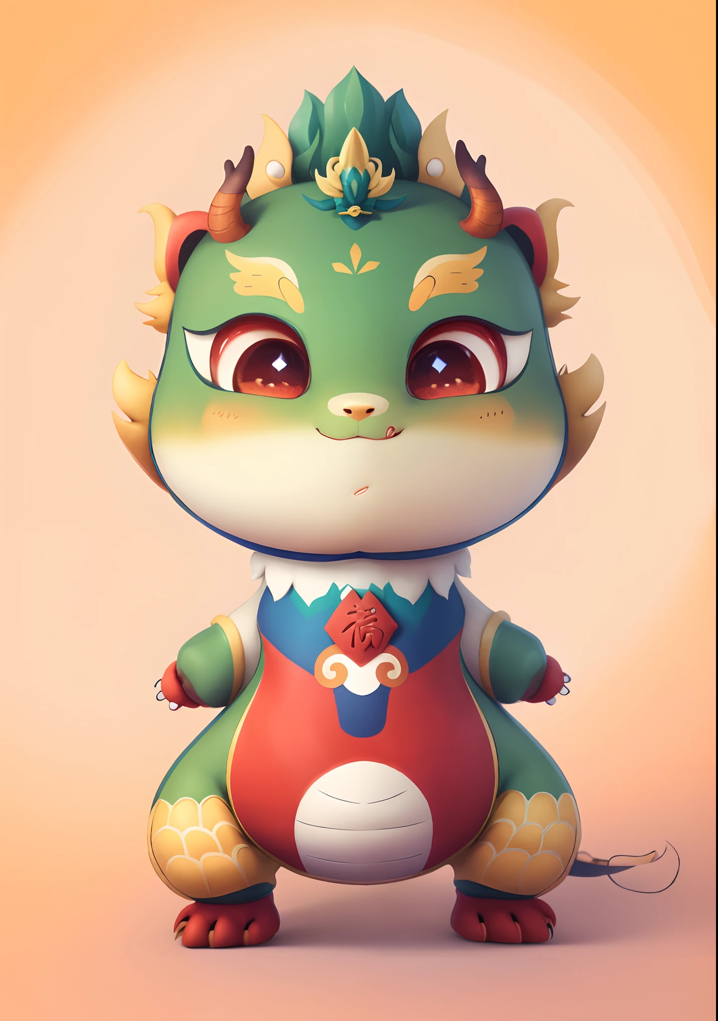 Image IP combining the national chao dragon and bronze, cute little dragon, as an anthropomorphic dragon, inspired by Park Hua, drak, Furry Chinese dragon, anthropomorphic dragon, dragon-shaped human, inspired by Gong Xian, inspired by Li Mei-shu, advanced digital chibi art, but as an anthropomorphic dragon，OC renderer，8K high-definition，high definition detail