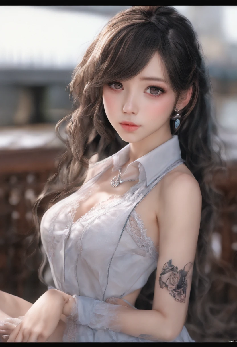 (Highest quality, High resolution, Realistic:1.2), Dramatic lighting, Oil, Detailed skin texture, long flowing hair, Elegant pose, Bright colors, Fine brushwork, Portraiture, Realistic makeup, Strong gaze, Delicate features, Complex background, Professional illustrations、((Lace fabric 1.5)))、Small breasts 1.5、See-through dresses 1.4、(nsfw:1.5),