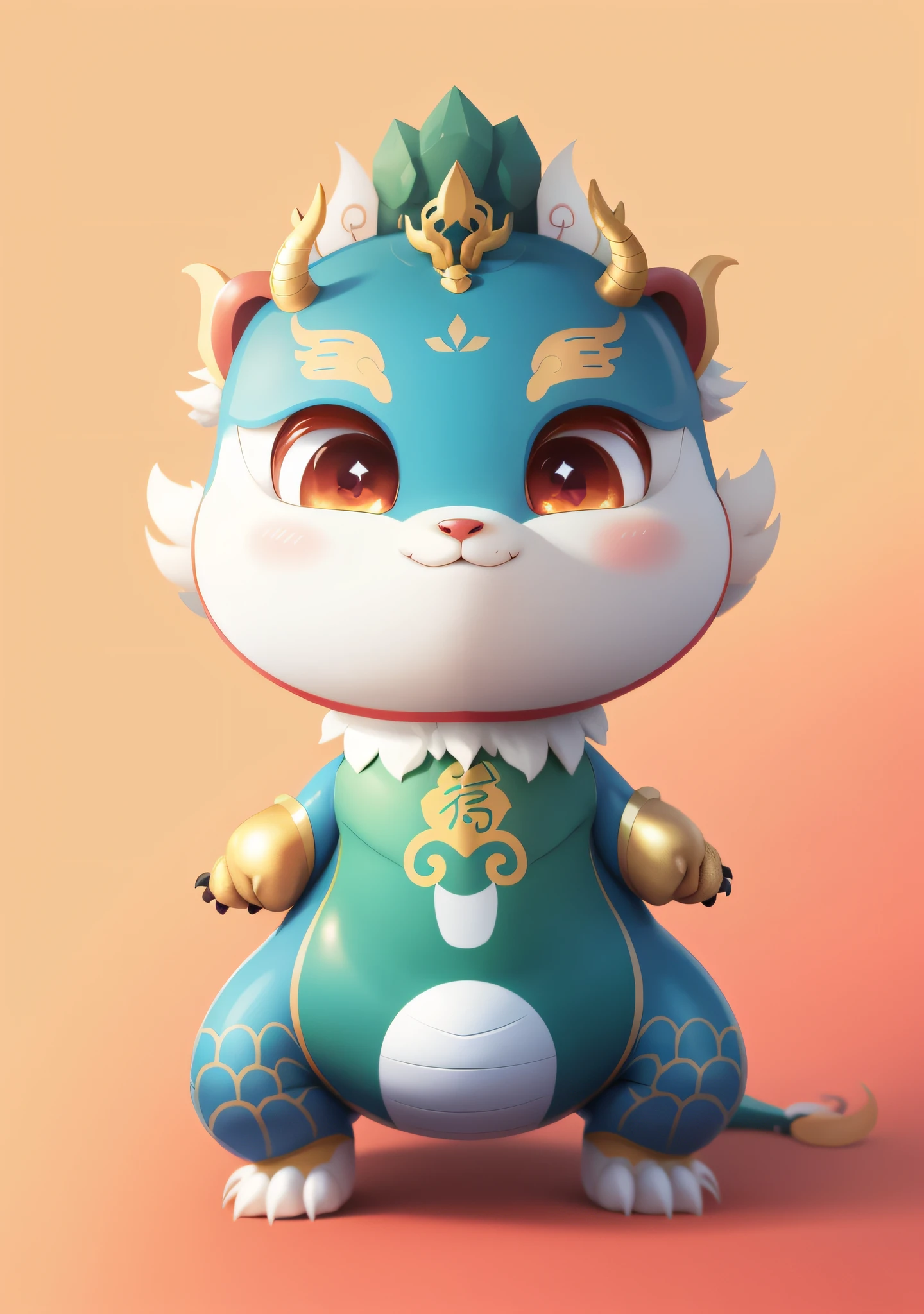 The image IP of the national tide dragon combined with bronze, cute little dragon, as an anthropomorphic dragon, inspired by Park Hua, drak, Furry Chinese dragon, anthropomorphic dragon, dragon-shaped human, inspired by Gong Xian, inspired by Li Mei-shu, advanced digital chibi art, but as an anthropomorphic dragon，OC renderer，8K high-definition，high definition detail