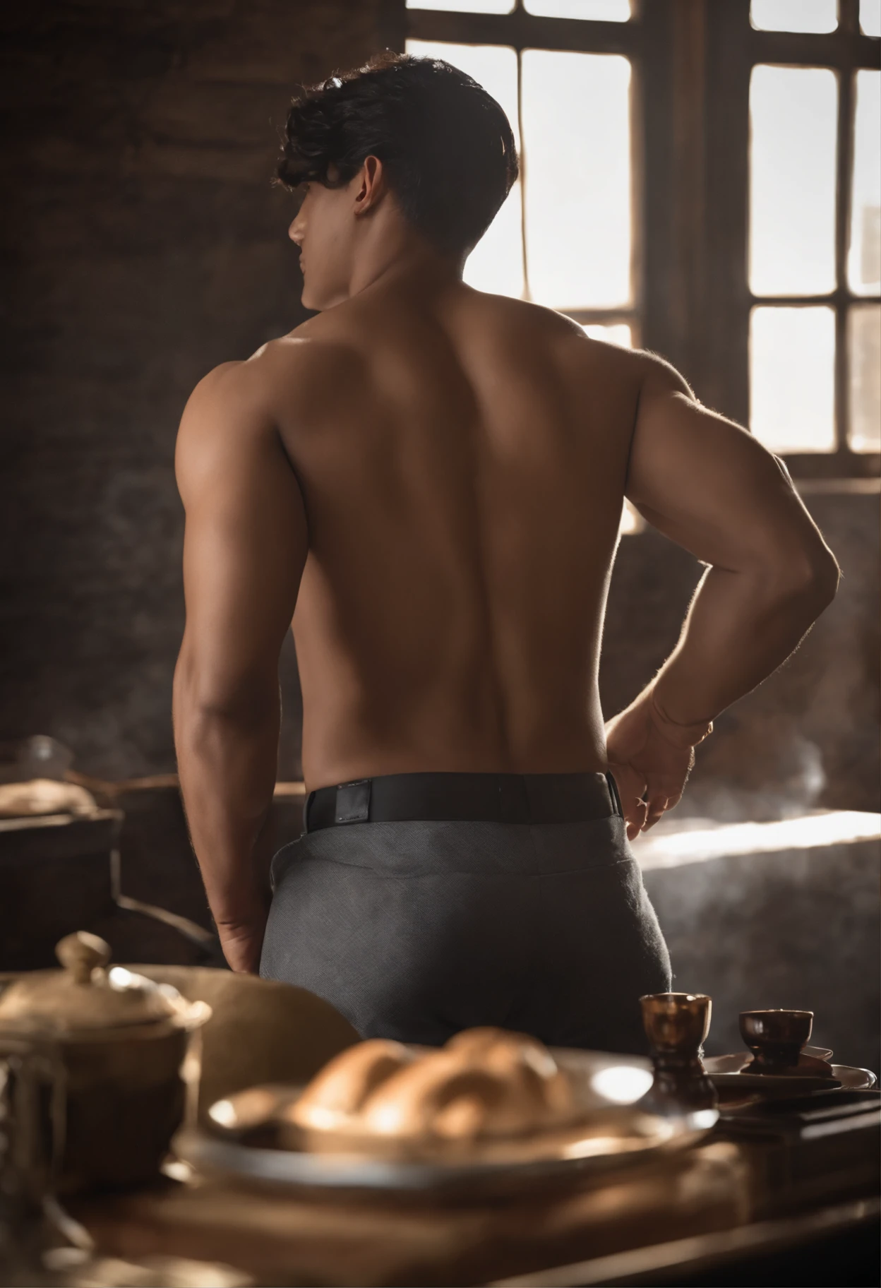 masutepiece, best quality, ultla detalhou, Realistic, alta resolução, 8k), Um agachado na mesa da escola, back, ass, Ajoelhado, de baixo, Buttocks in close-up
break
Boy in uniform, camisa branca, cueca preta, cabelo raspado preto, pele brilhante,
quebrar
fundo, Sala Crass, quadro-negro
