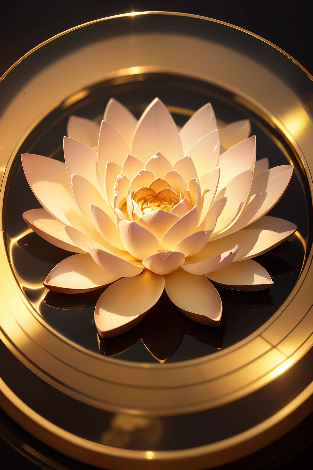 Crystal glass texture lotus flower,Crystal clear,Golden and clear