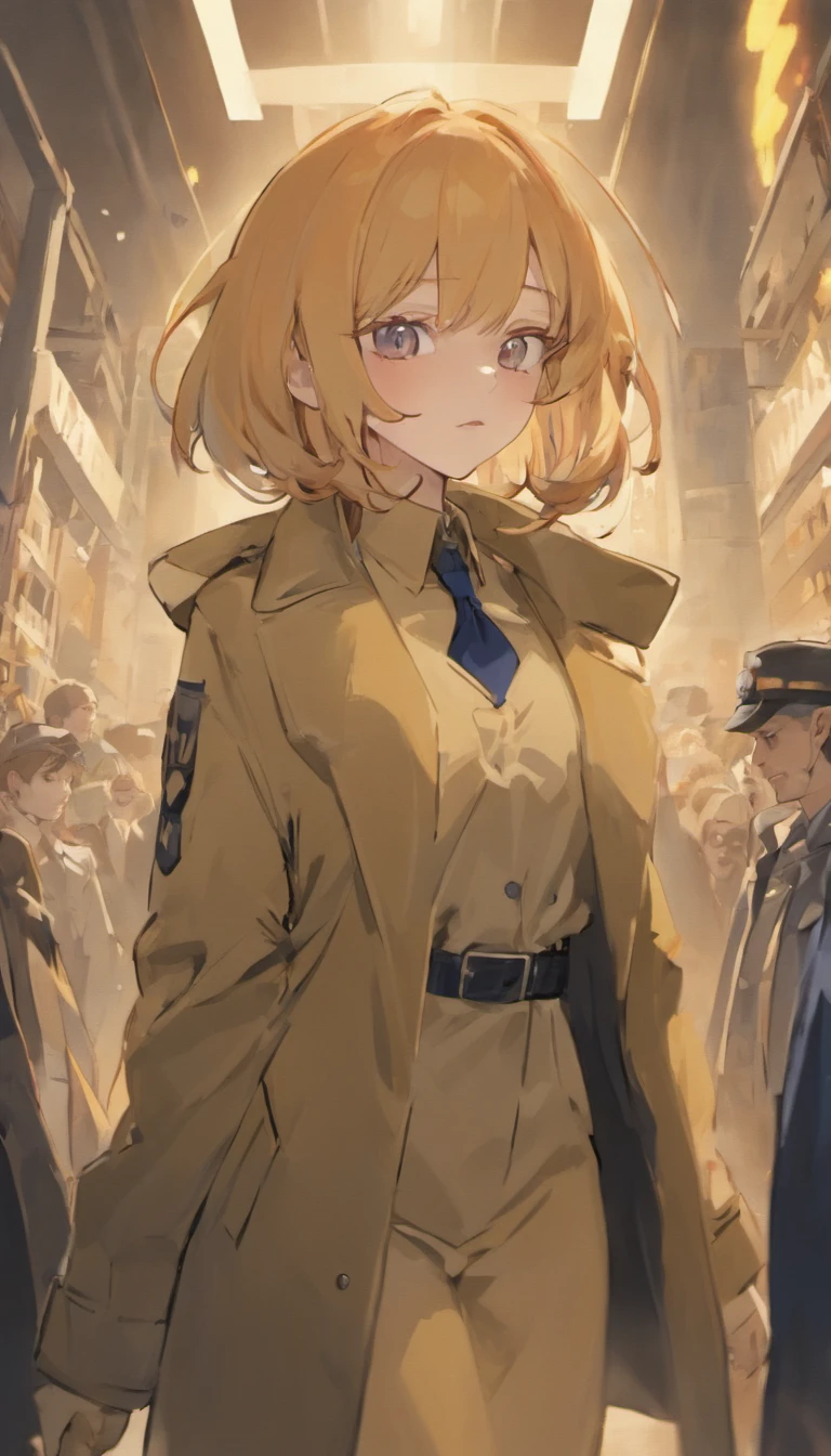 Close-up of people in trench coats and jeans, Large breasts,cleavage,official character art, official character illustration, adam hughes, character art closeup, Women researchers, full body portrait of jean grey, detailed character art, detailed character portrait, Comic book cover art by Phil Noto, Anya, Spy x family, full-colour illustration, heroines, Dinah Drake, detective clothes