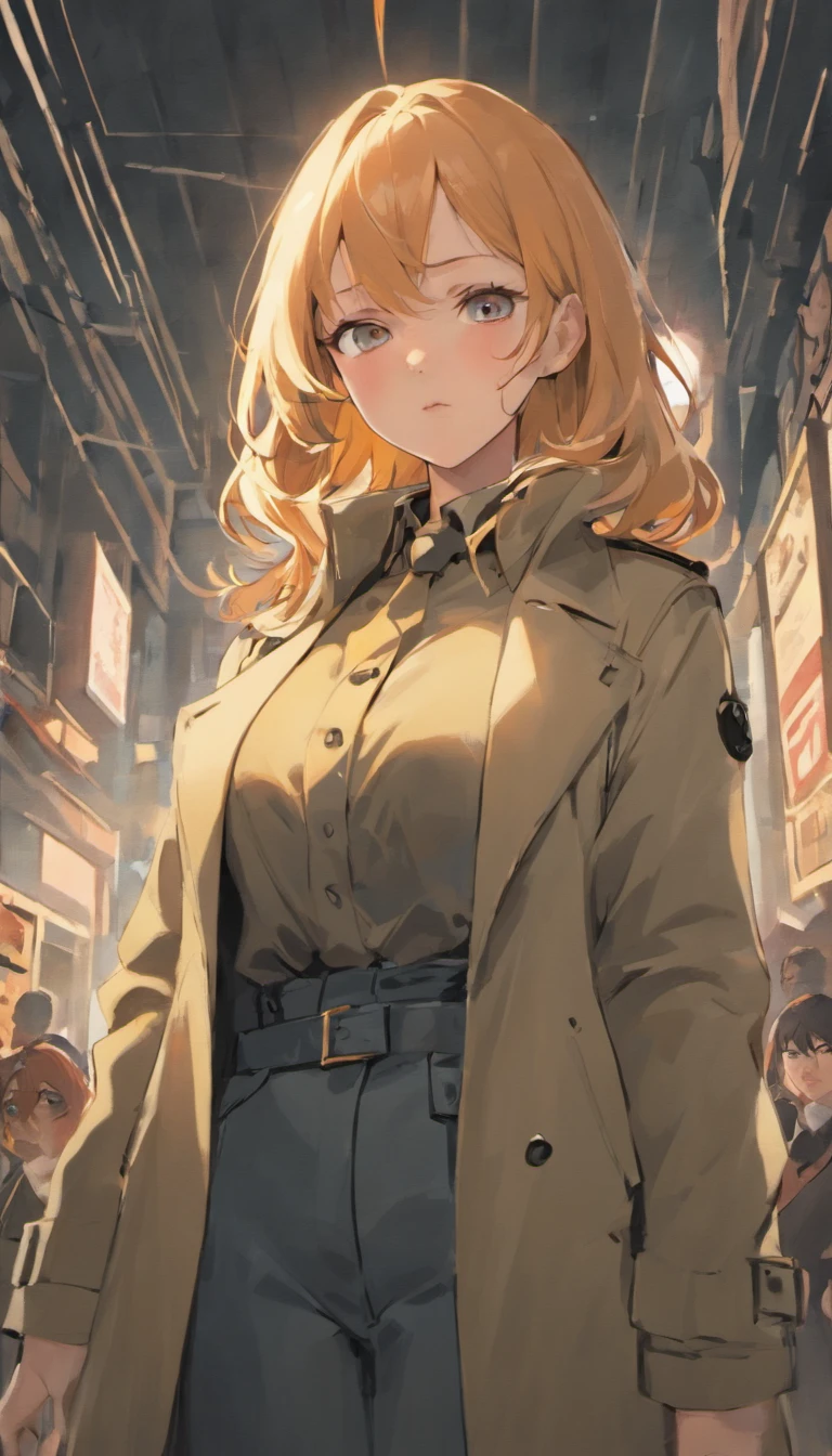 Close-up of people in trench coats and jeans, Large breasts,(cleavage:1.5),official character art, official character illustration, adam hughes, character art closeup, Women researchers, full body portrait of jean grey, detailed character art, detailed character portrait, Comic book cover art by Phil Noto, Anya, Spy x family, full-colour illustration, heroines, Dinah Drake, detective clothes