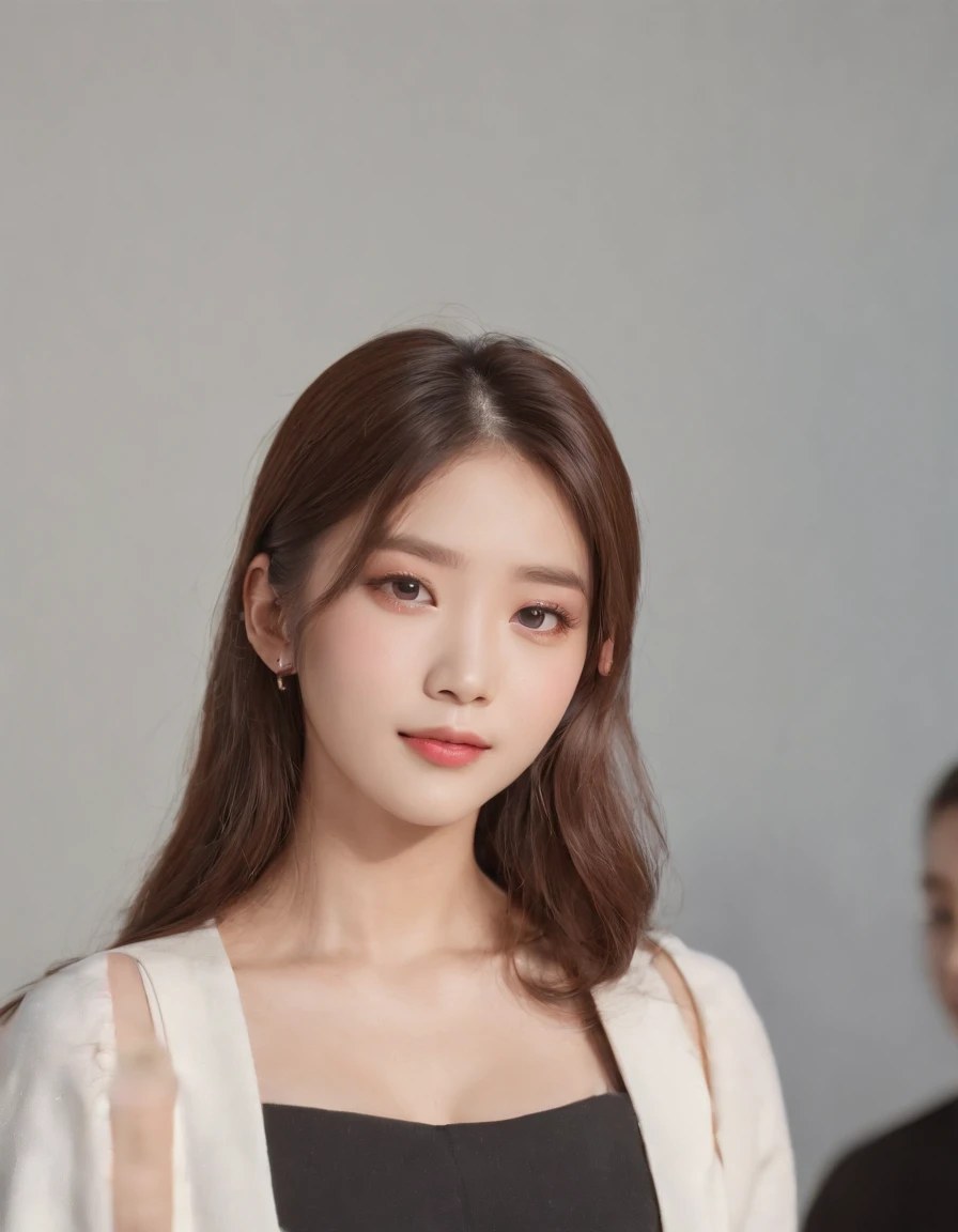 4k, High Resolution, Masterpiece, Best Quality, (Korean K-pop Idol), Face Highlighting, Pure, Girly, Flushing, 18-year-old smiling female classmate, Pure, Innocent, (Cinema Lighting), Clavicle, Morning, Soft Light, Dynamic Angle, [: (detailed face:1.2):0.2], tight vest, (medium close-up)