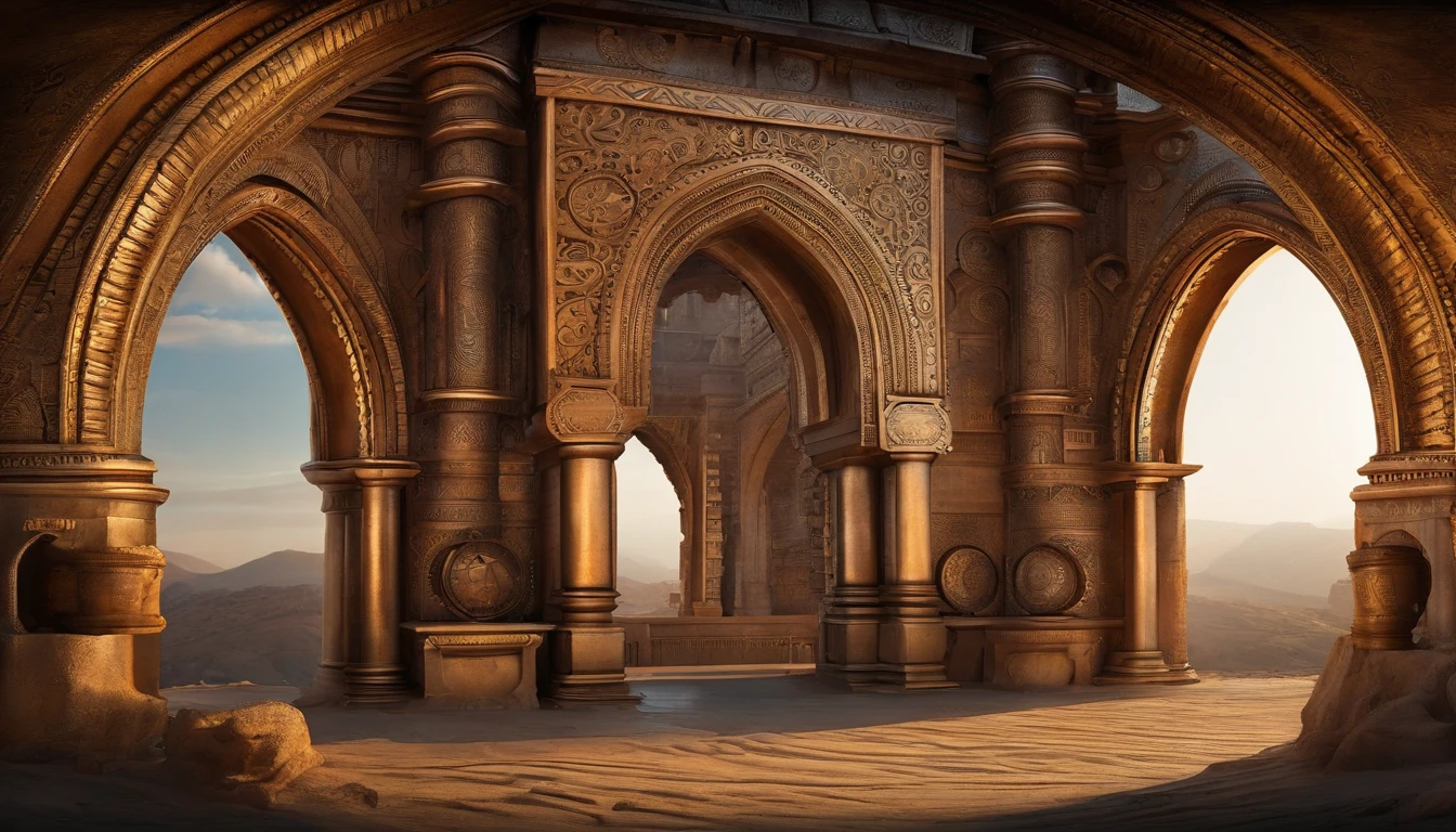 Bagan arch ,8k,wide angle,in lude flag