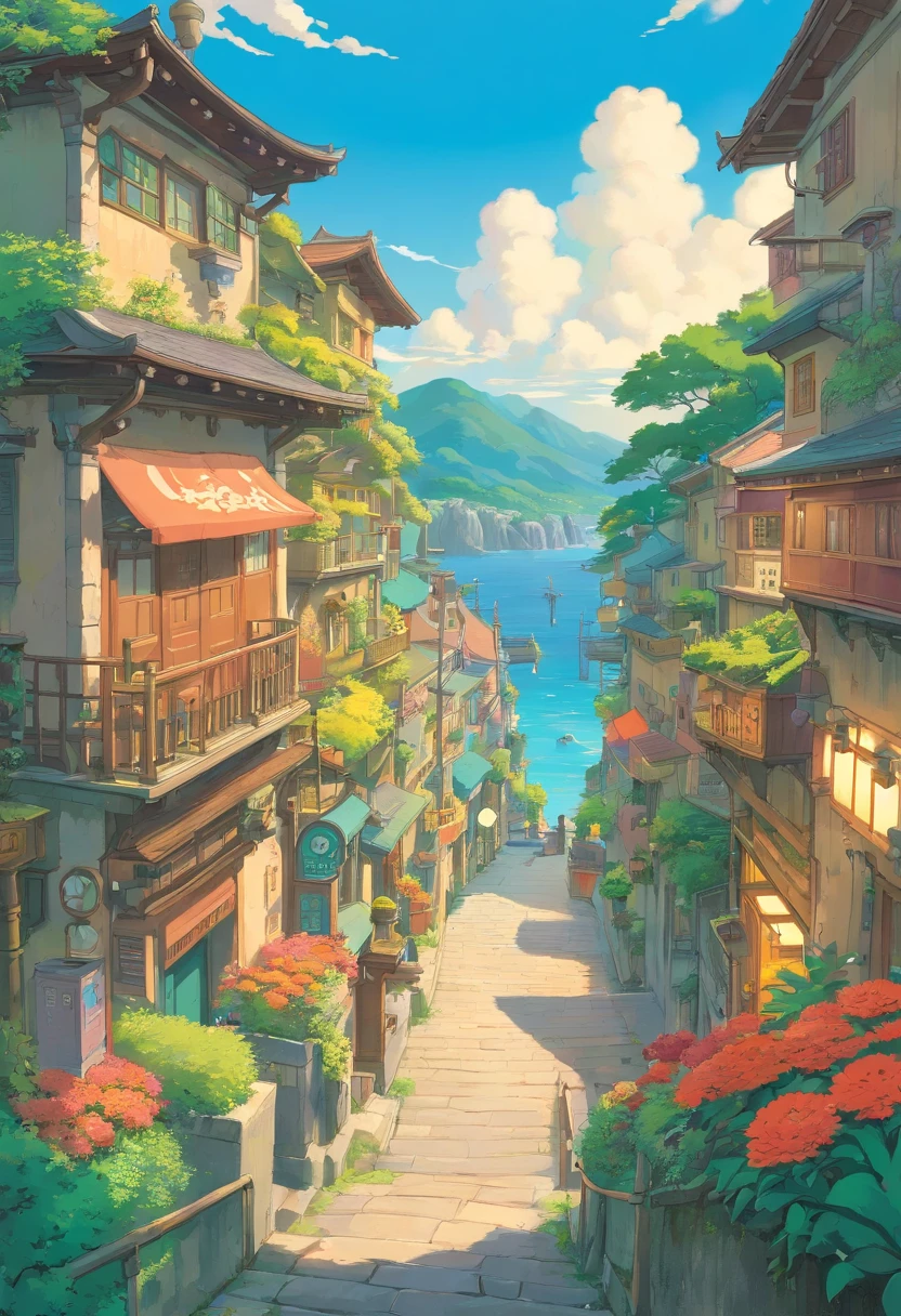 studio ghibli, ghibli style, ghibli art, by hayao miyazaki, landscape of utopia