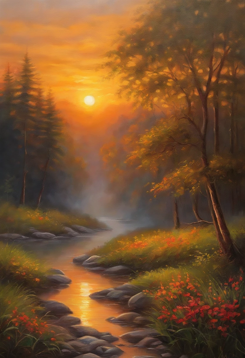 Oil painting Impressionism,sunraise