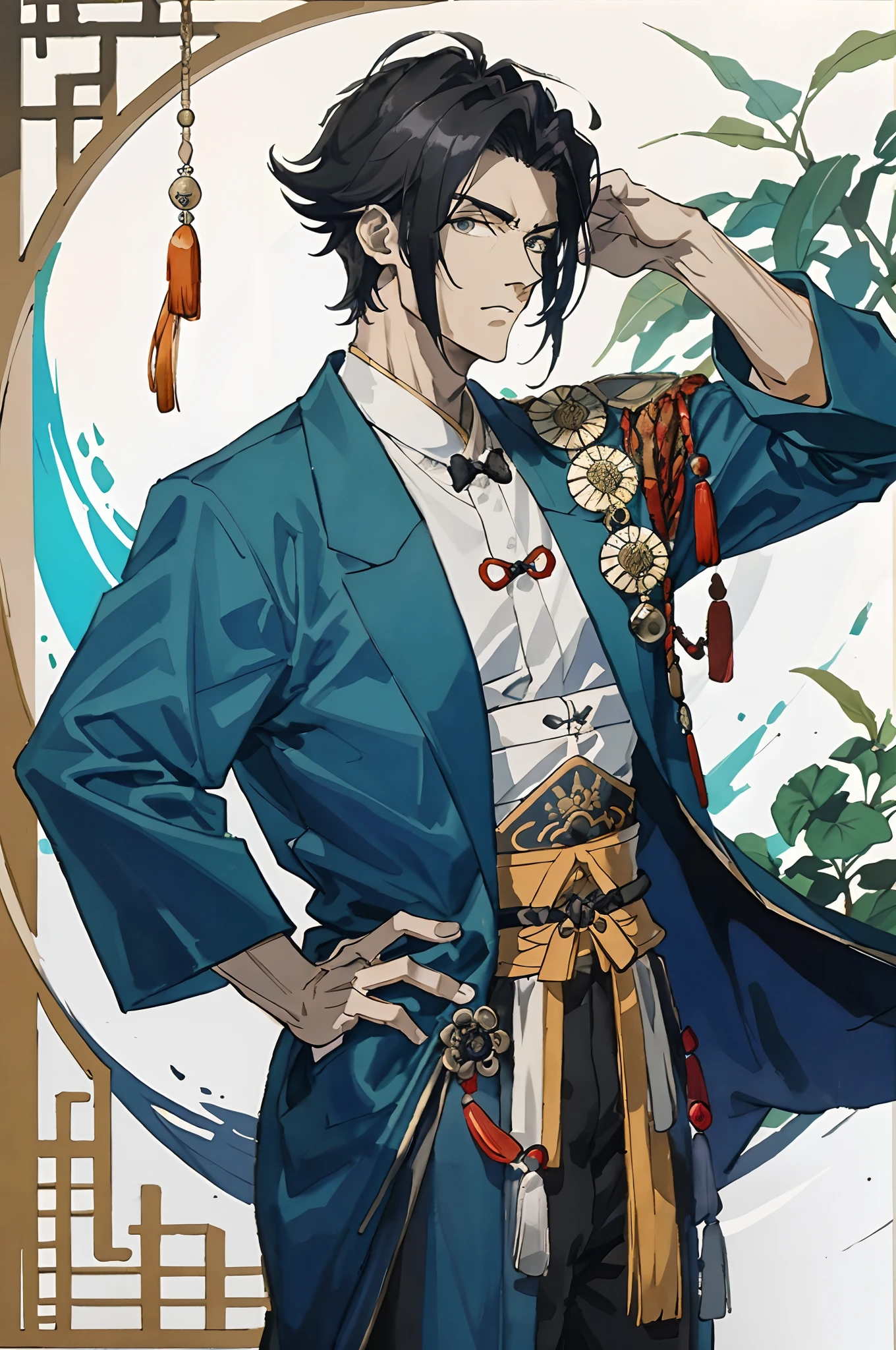 tmasterpiece,Blackn clothes,night stalker,best qualityer,1 male,AS-Adult,Handsome,Tang dynasty costumes,Di Renjie,Detective,There is an arrest warrant,With a black hat,Chinese hats