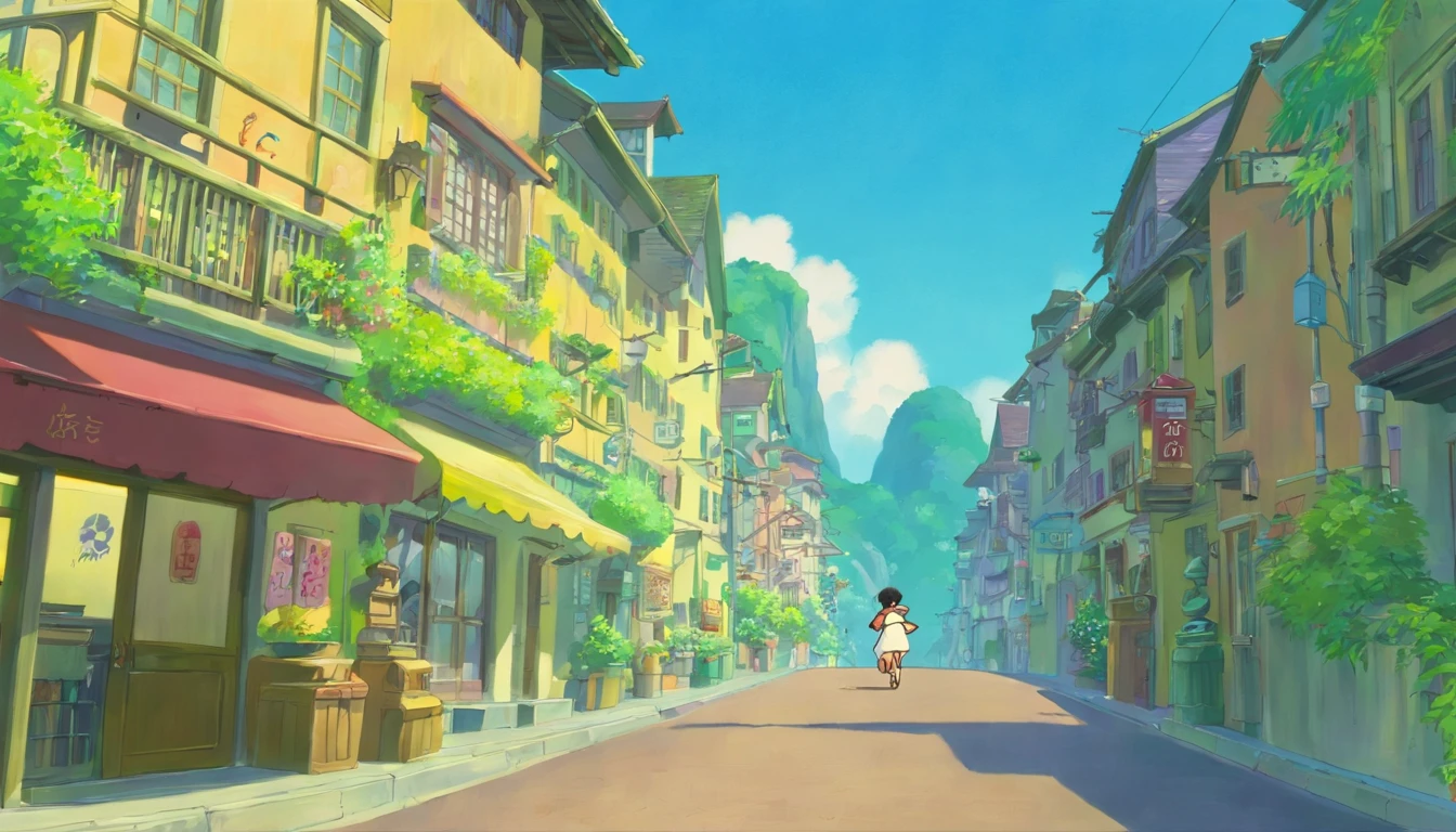 studio ghibli, ghibli style, ghibli art, by hayao miyazaki, landscape of utopia, utopia city, future cities (masterpiece, best quality) anime scene, anime screencaps