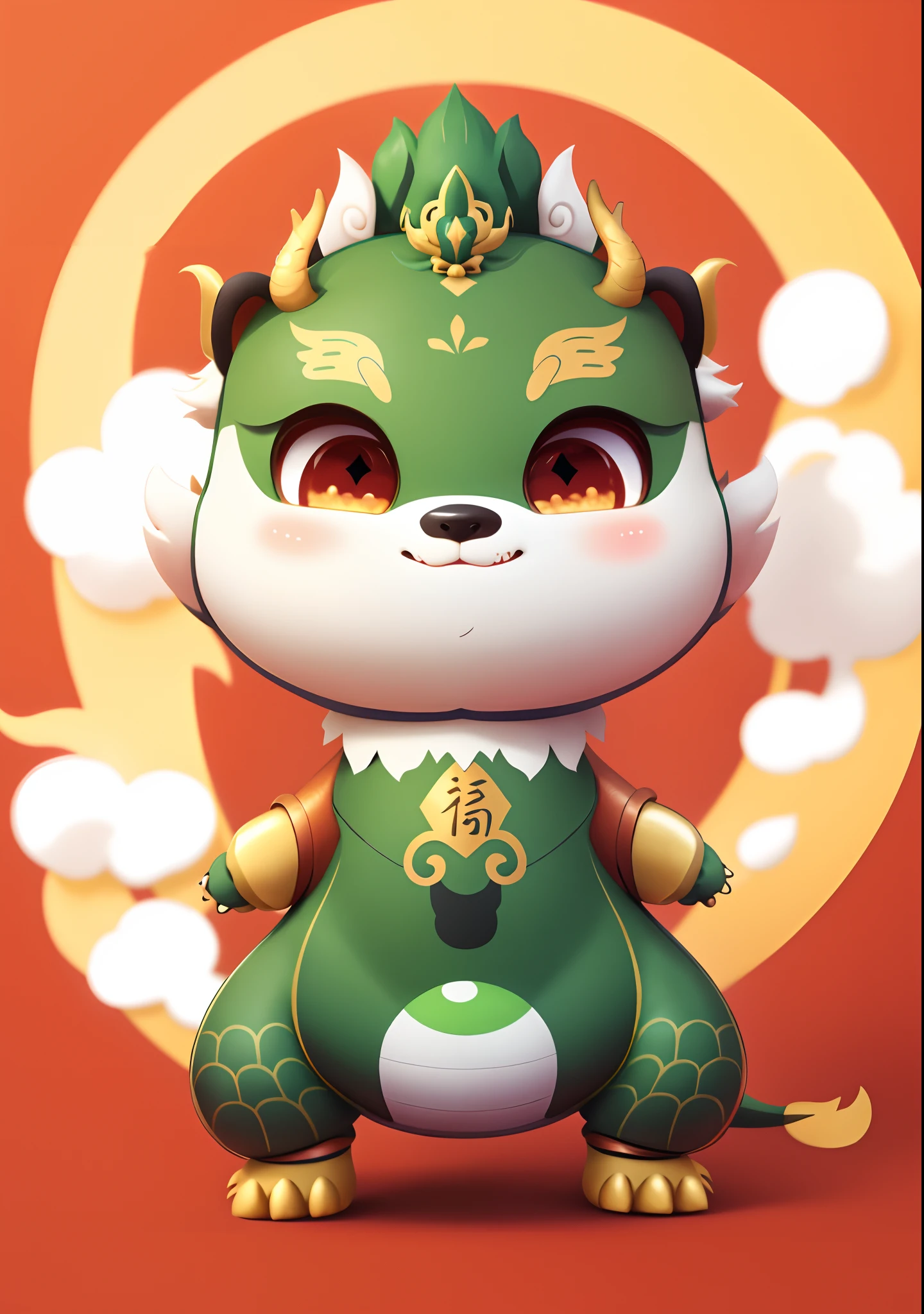Fuse five line elements,Guochao Dragon combined with bronze image IP, cute little dragon, as an anthropomorphic dragon, inspired by Park Hua, drak, Furry Chinese dragon, anthropomorphic dragon, dragon-shaped human, inspired by Gong Xian, inspired by Li Mei-shu, advanced digital chibi art, but as an anthropomorphic dragon,OC renderer,8K high-definition,high definition detail