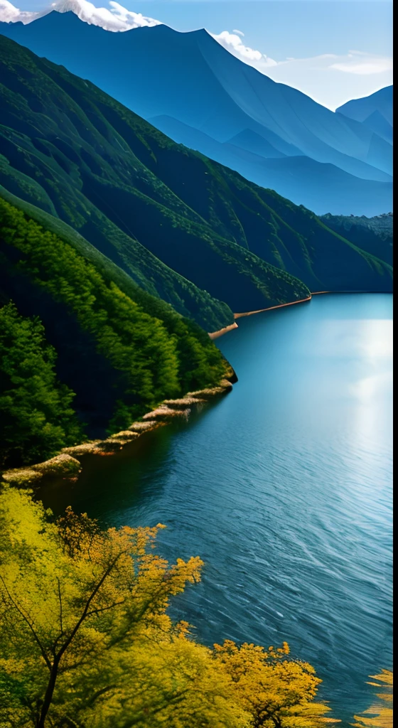 A beautiful Korean mountain and lake, (masterpiece), (portrait), (raw photo), (highly detailed CG unity 8k wallpaper) intricate, sharp focus, dramatic, realistic art
