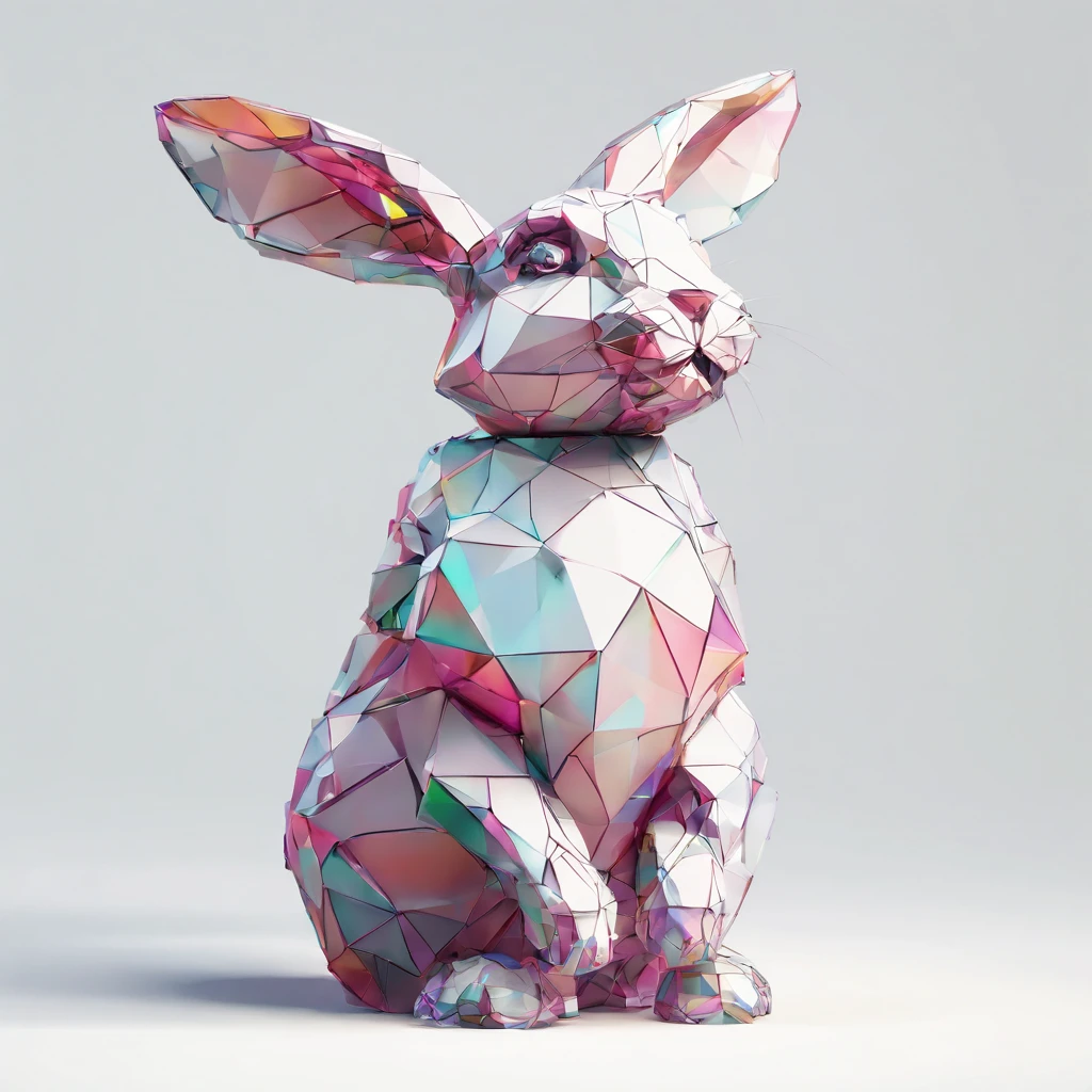 Perfect alignment, Cute little bunny in jacket，crystal vases，Rose flower, Wearing sunglasses, cheerfulness, Standing position, Abstract beauty, Centered, Looking at the camera, Facing the camera, nearing perfection, Dynamic, Highly detailed, smooth, Sharp focus, 8K, high definition resolution, illustration, Art by Carne Griffiths and Wadim Kashin, White background