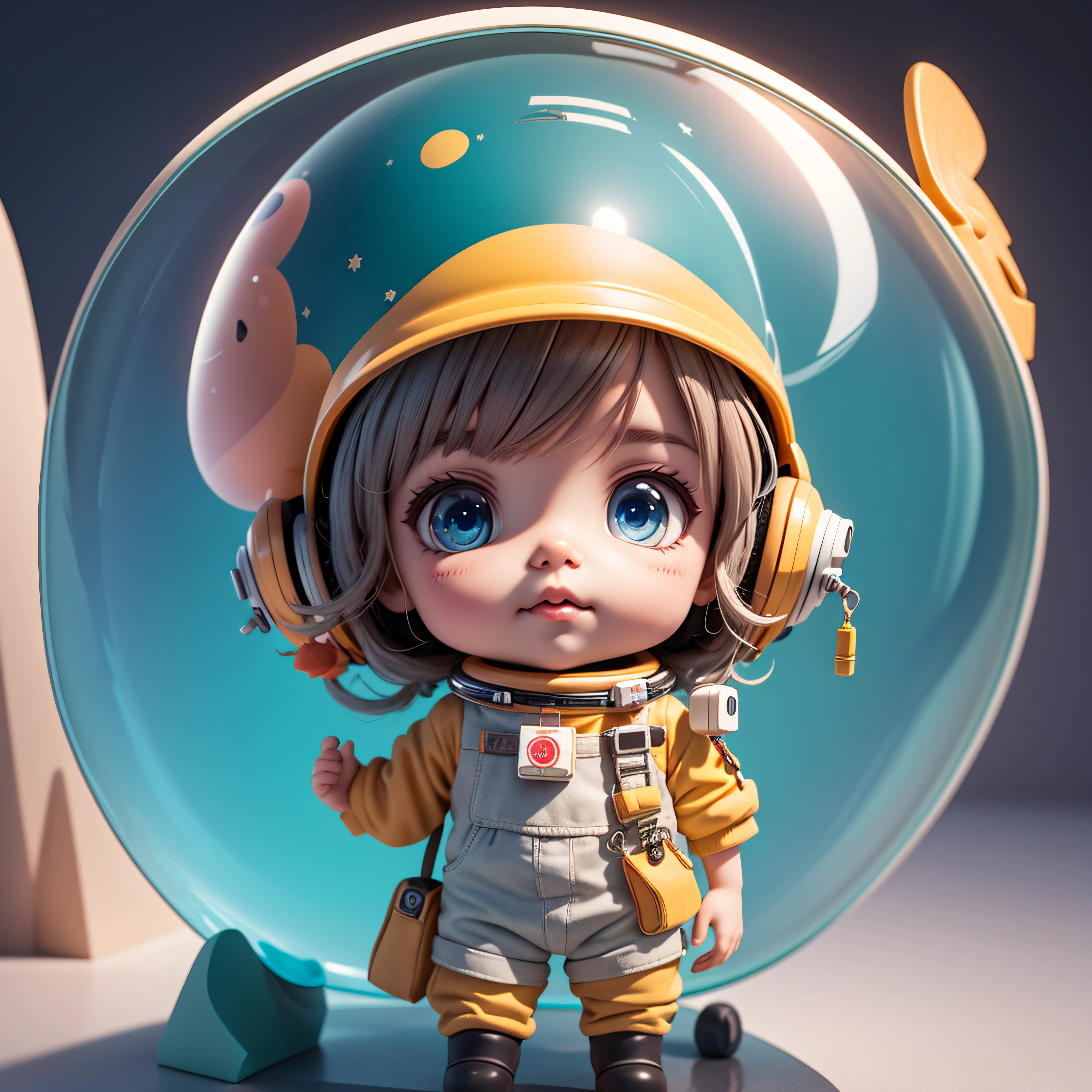 There is a little doll with helmet and helmet, cute 3d rendering, little astronaut looking up, portrait anime space cadet boy, cute 3d anime boy rendering, cute detailed digital art, male explorer mini cute boy, 3d rendering stylized, 3d rendered character art 8k, cute digital painting, anime style 3d, super detailed rendering