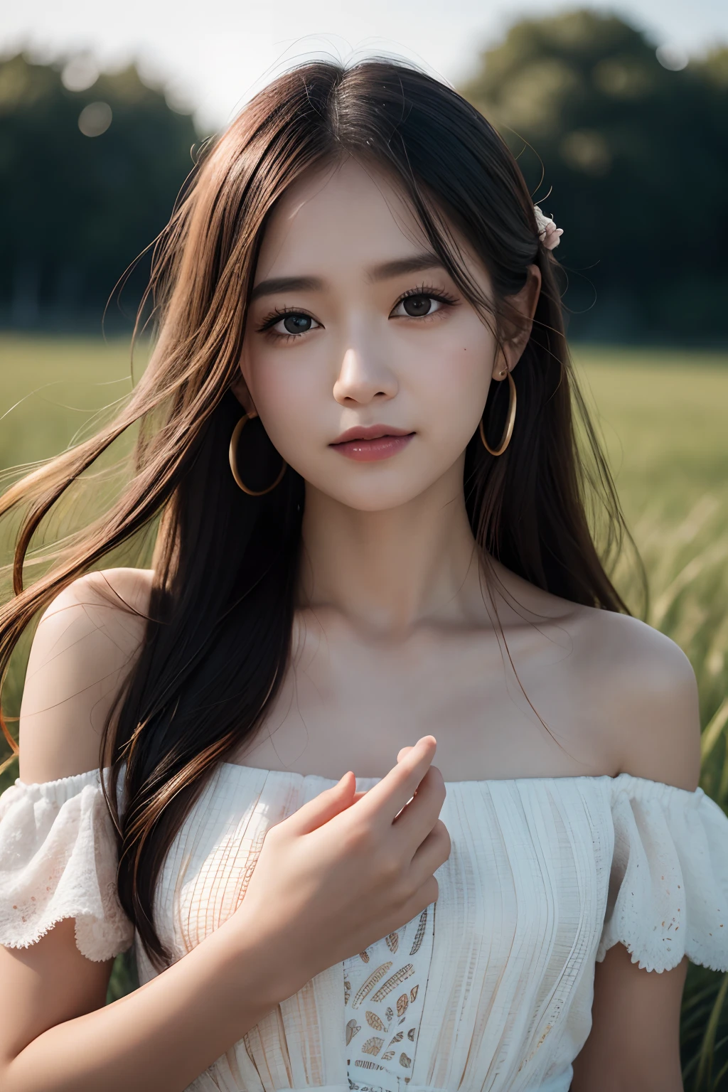1girl in, A smile, (((tiny chest))), (((Bokeh))),depth of fields, cute face, Gaze towards the viewer, masterpiece, model shoot tyle, Full body portrait, sexy pose, ((8K 、RAW Photos、top-quality、masterpiece)、High Detail RAW Color Photo Professional Photo、(realisitic、Photorealism:1.37)、(top-quality)、(Best Shadows)、(The best illustrations)、超A high resolution、Very detailed CG unified with 8K wallpapers、physically-based renderingt、Cinematic lighting)、