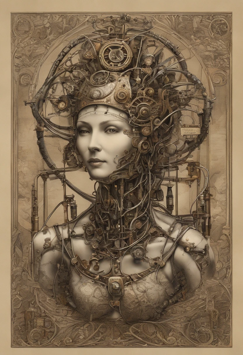 (((Masterpiece))), (((Best quality))), ((Ultra-detailed)), (Highly detailed CG illustration), ((An extremely delicate and beautiful)),(cute delicate face),Cinematic light,((1机械女孩)),Solo,full bodyesbian,(machine made joints:1.4),((Mechanical limb)),(blood vessels attached to the tube),((Mechanical vertebrae attached to the back)),((mechanical cervial attaching to neck)),((Sitting)),Expressionless,(wires and cables attached to head and body:1.5),(Character focus),Science fiction