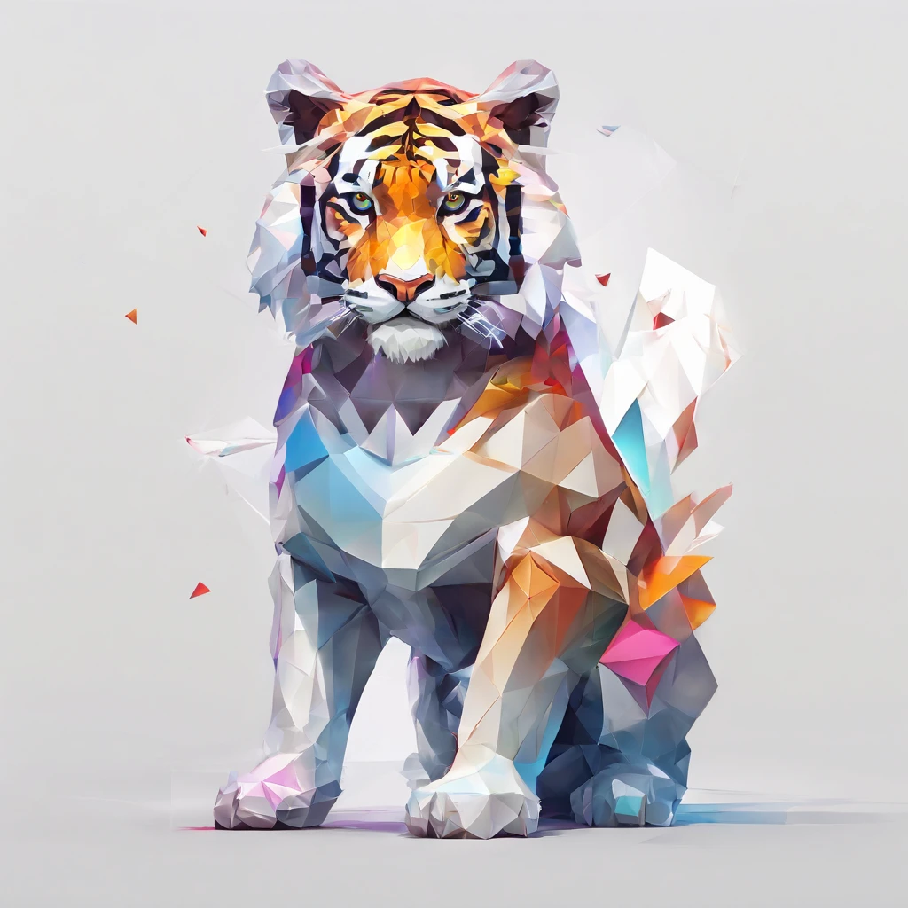 Perfect alignment, Cute little tiger in jacket，crystal vases，Rose flower, Wearing sunglasses, cheerfulness, Standing position, Abstract beauty, Centered, Looking at the camera, Facing the camera, nearing perfection, Dynamic, Highly detailed, smooth, Sharp focus, 8K, high definition resolution, illustration, Art by Carne Griffiths and Wadim Kashin, White background