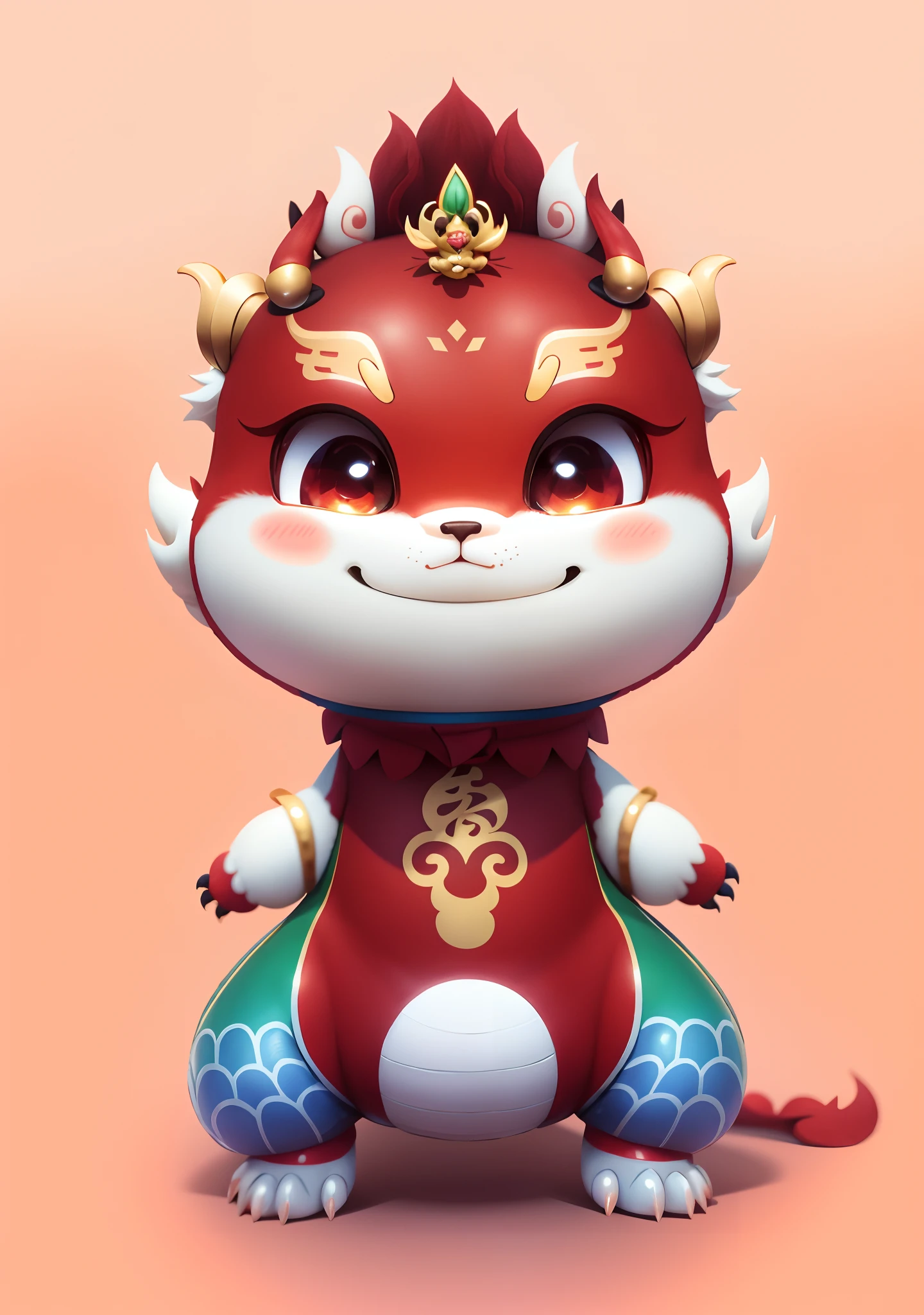 Fuse five line elements,Guochao Dragon combined with bronze image IP, cute little dragon, as an anthropomorphic dragon, inspired by Park Hua, drak, Furry Chinese dragon, anthropomorphic dragon, dragon-shaped human, inspired by Gong Xian, inspired by Li Mei-shu, advanced digital chibi art, but as an anthropomorphic dragon,OC renderer,8K high-definition,high definition detail