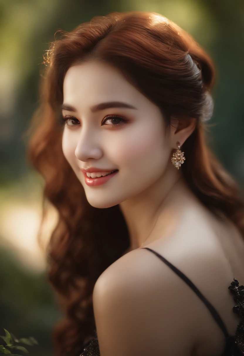 1girll, offshoulder, Light smile, Shiny skin, Best quality, Masterpiece, (Photorealistic:1.4)