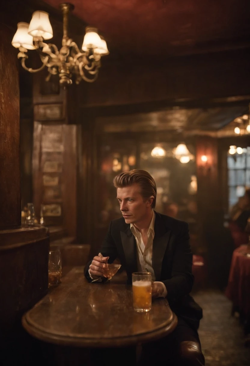 bebiendo una pinta de cerveza con DAVID BOWIE en ropa casual en un pub de Manchester, Un barra lleno de muchas botellas de alcohol, Barra de fondo, Dentro de un barra, Fondo de barra clandestino, Fondo de la barrara, Bar Paris very full of smoke, Impresionante visual, Cozy dark speakeasy bar from the 1920s, barrara en segundo plano, cocktail bar, Bar Chinatown, taberna clandestina, 1 9 2 0's estilo taberna clandestina, barra, por Meredith Dillman