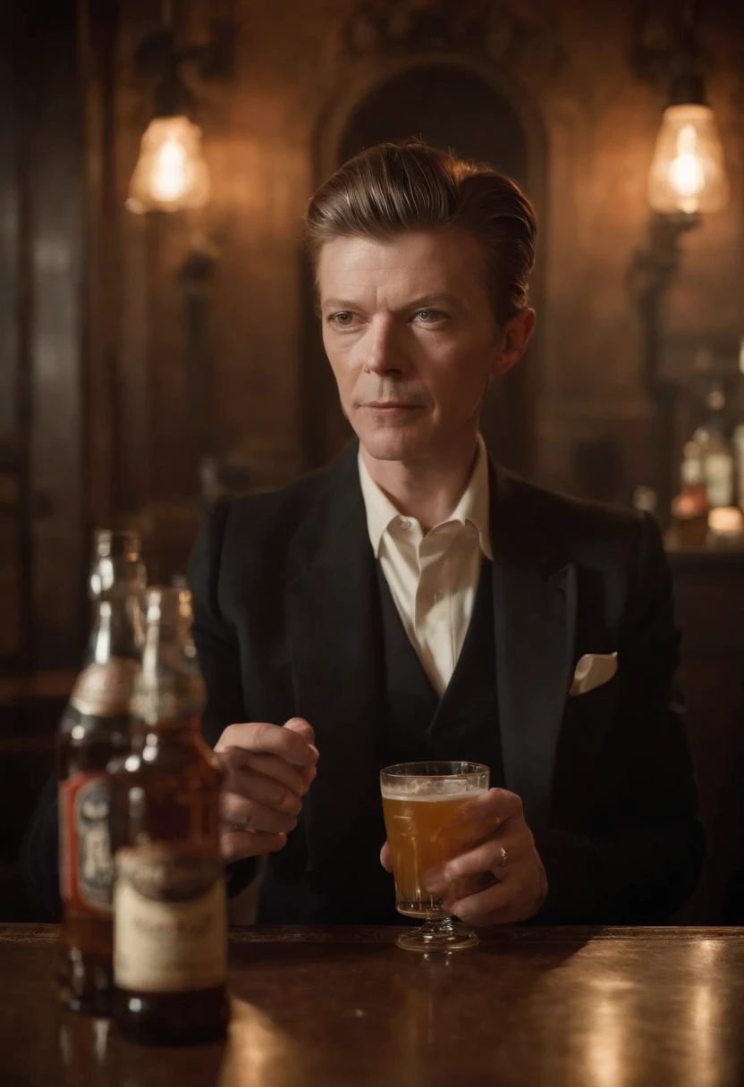 bebiendo una pinta de cerveza con DAVID BOWIE en ropa casual en un pub de Manchester, Un barra lleno de muchas botellas de alcohol, Barra de fondo, Dentro de un barra, Fondo de barra clandestino, Fondo de la barrara, Bar Paris very full of smoke, Impresionante visual, Cozy dark speakeasy bar from the 1920s, barrara en segundo plano, cocktail bar, Bar Chinatown, taberna clandestina, 1 9 2 0's estilo taberna clandestina, barra, por Meredith Dillman