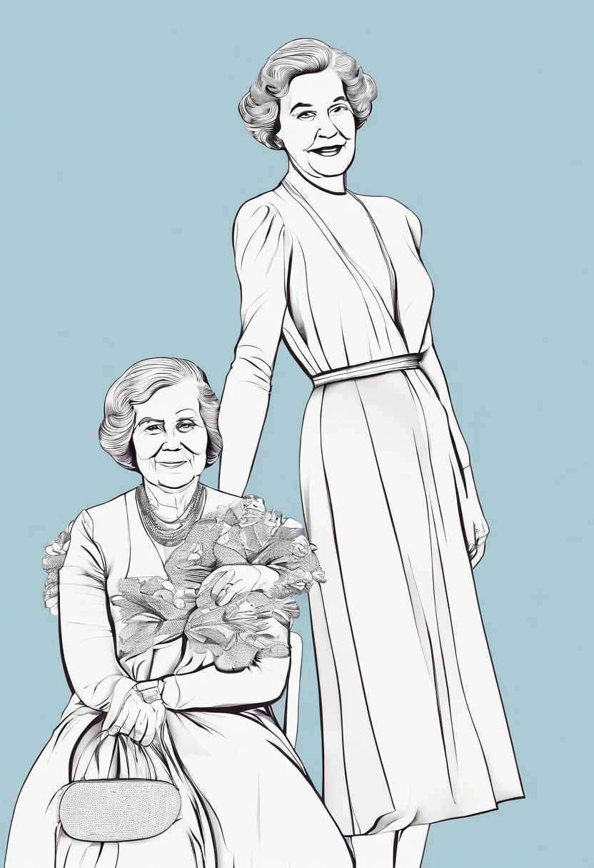 Grandmother,kind,Frontal photo,Simple dress-up