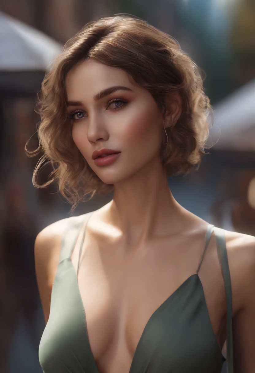 ((Best Quality, 8k, Masterpiece:1.3)), Focus:1.2, Perfect Body Beauty:1.4, Buttocks:1.2, ((Layered Haircut, Breasts:1.2)), (Wet Clothes:1.1) , (Rain, Street:1.3), Bandeau Dress: 1.1, Highly Detailed Face and Skin Texture, Fine Eyes, Double Eyelids, Mocha Brown Skin, Short Wavy Hair, (Shut Up: 1.3)