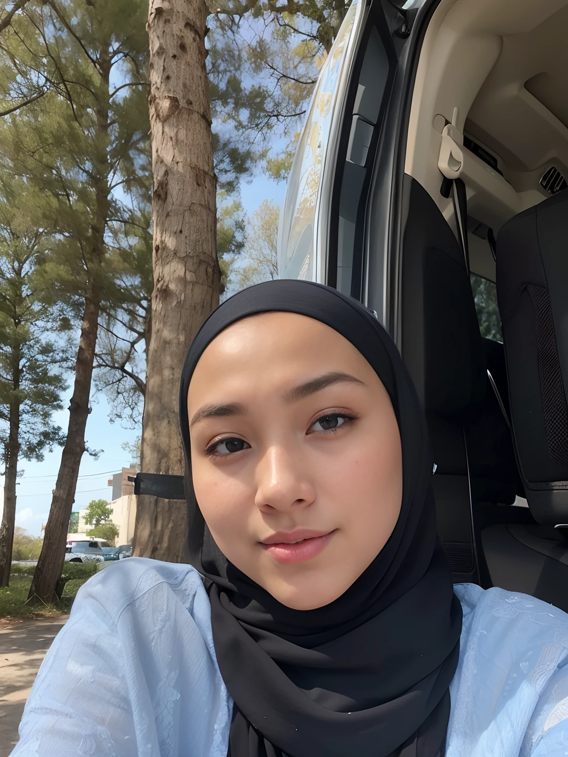 ((Realistic lighting, Best quality, 8K, Masterpiece: 1.3)), Clear focus: 1.2, 1 malay girl, Perfect body beauty: 1.4, Slim abs: 1.1, ((light blue hijab, Big breasts: 1.3)), (Wearing ultra-thin light blue lace underwear: 1.4, blue stockings: 1.2,), (Outdoor, night: 1.1), City streets, Super fine face, fine eyes, double eyelids, hands on the head, lying on the bed.