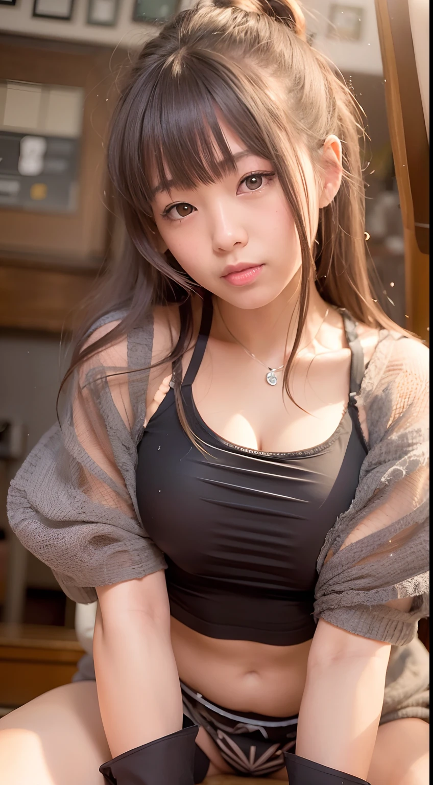 masutepiece, 1 girl per 1 photo, Full body shot, Front view, a Japanese young pretty girl, Long Bob, sitting alone on a bed in a hotel, Grama
Lass figure, Wearing a shiny satin blue chemise with short sleeves、With lace,