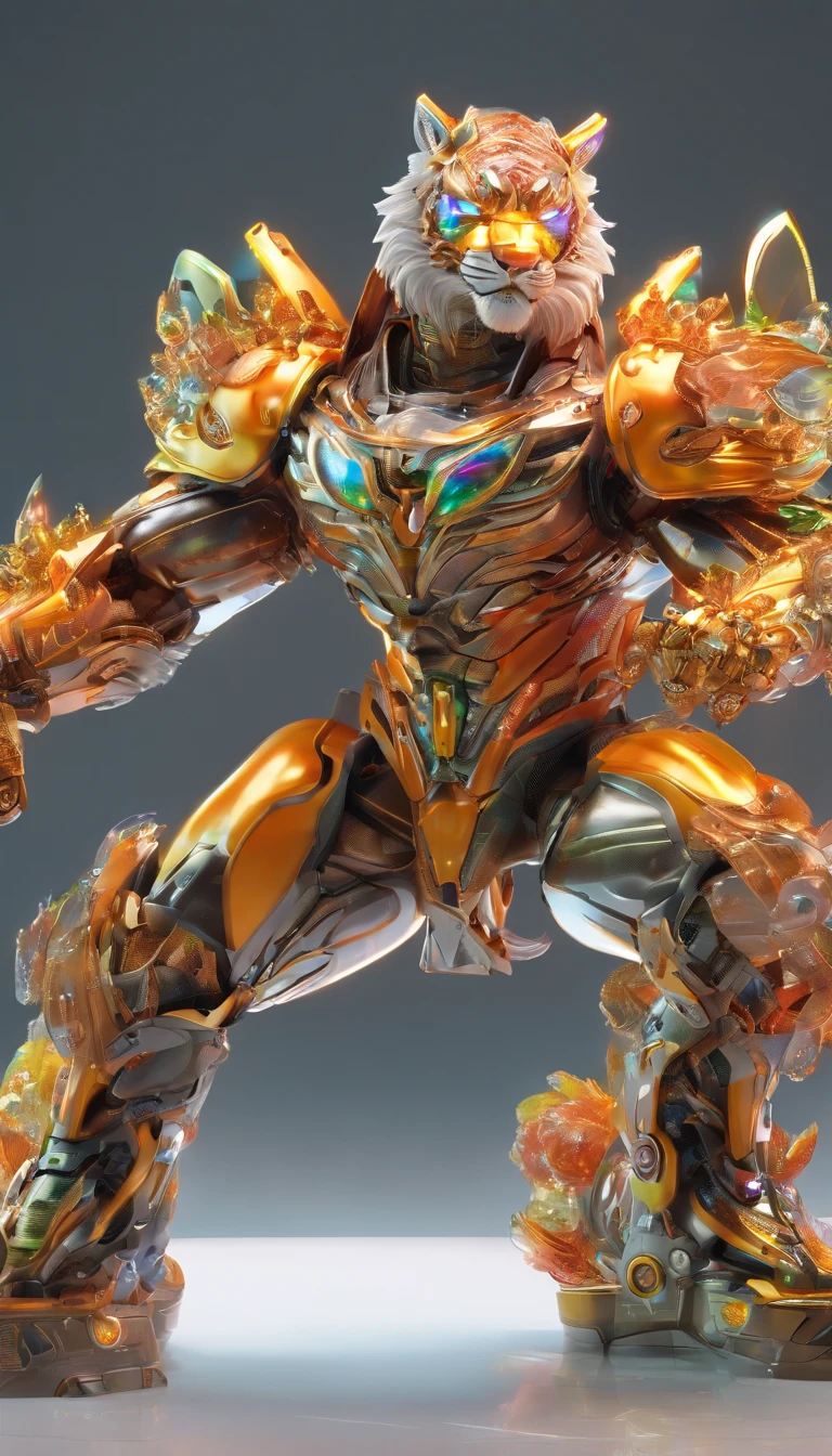 Chinese Tiger, (blind box toy style:1.2), (Full body shot) , 1 transparent girl,Behind him is a transparent Chinese dragon, Transparent Mecha, Exquisite helmet:1.2, Luminescent goggles:1.2, Cyberpunk, Dreamy glow, bright neon lights, clean, White background, ( Global Illumination, Ray traching, nffsw, Unreal Render,Reasonable design, high detal, masutepiece, Best Quality, hyper HD, Cinematic lighting)
