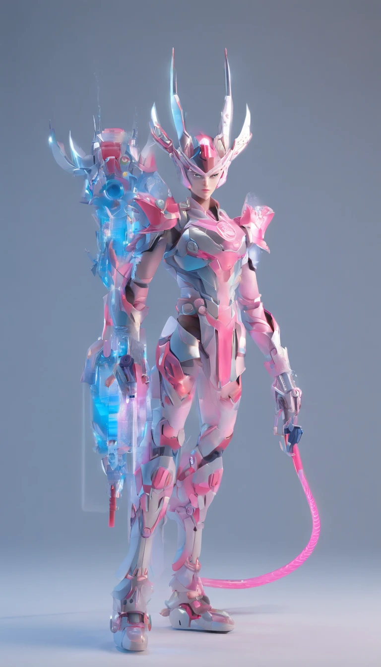 Chinese Azure Dragon, (blind box toy style:1.2), (Full body shot) , 1 transparent girl,Behind him is a transparent Chinese dragon, Transparent Mecha, Exquisite helmet:1.2, Luminescent goggles:1.2, Cyberpunk, Dreamy glow, bright neon lights, clean, White background, ( Global Illumination, Ray traching, nffsw, Unreal Render,Reasonable design, high detal, masutepiece, Best Quality, hyper HD, Cinematic lighting)