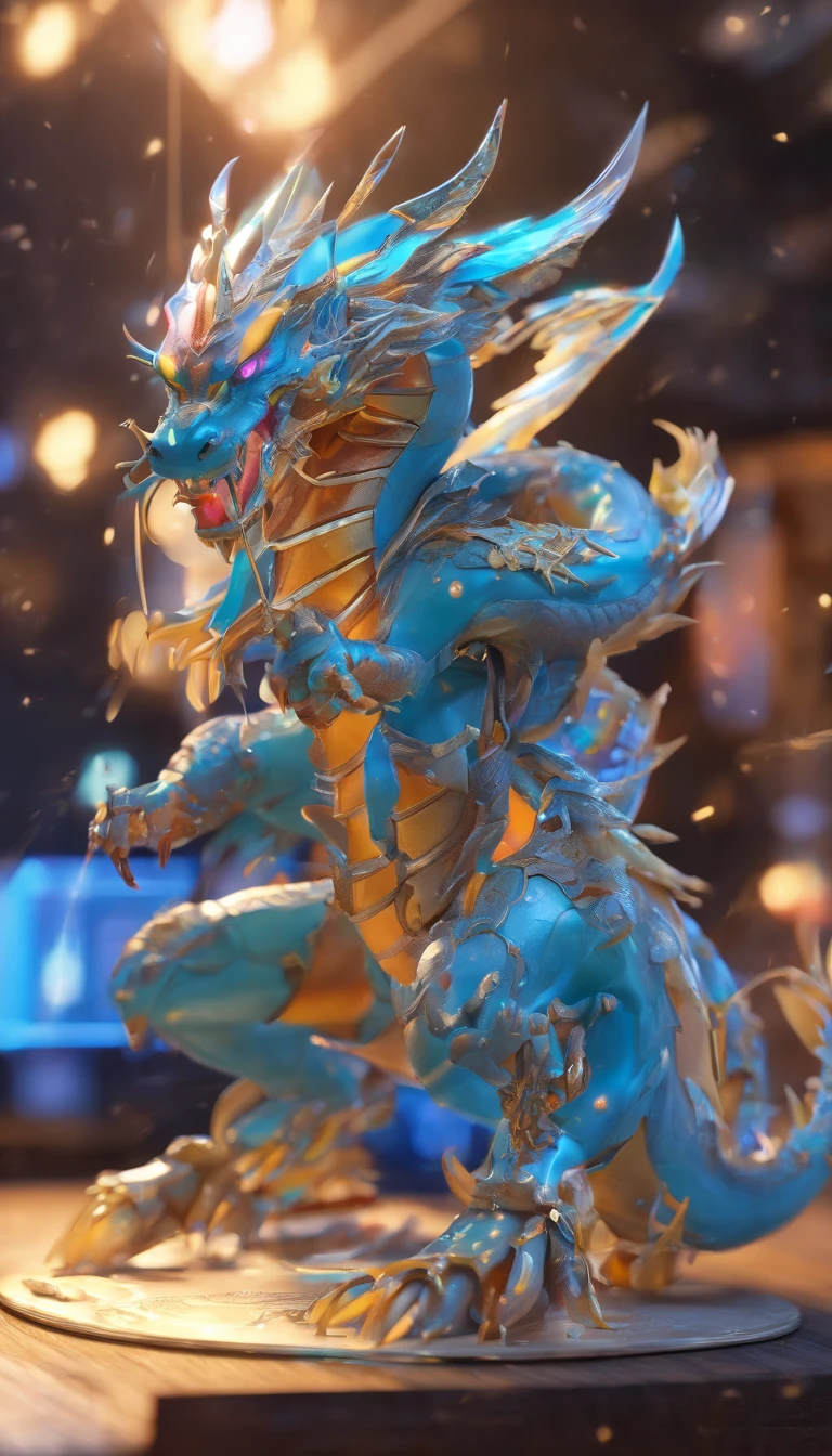 Chinese Dragon, (blind box toy style:1.2), (Full body shot) , 1 transparent girl,Behind him is a transparent Chinese dragon, Transparent Mecha, Exquisite helmet:1.2, Luminescent goggles:1.2, Cyberpunk, Dreamy glow, bright neon lights, clean, White background, ( Global Illumination, Ray traching, nffsw, Unreal Render,Reasonable design, high detal, masutepiece, Best Quality, hyper HD, Cinematic lighting)