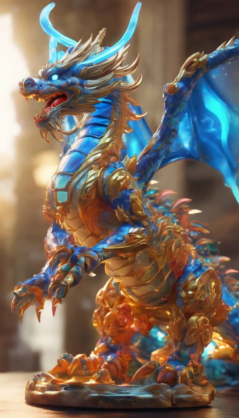 Chinese dragon, (blind box toy style:1.2), (Full body shot:1.6) , Behind him is a crystal Chinese dragon, Transparent Mecha, Exquisite helmet:1.2, Luminescent goggles:1.2, Cyberpunk, Dreamy glow, bright neon lights, clean, White background, (Global Illumination, Ray traching, nffsw, Unreal Render,Reasonable design, high detal, masutepiece, Best Quality, hyper HD, Cinematic lighting)