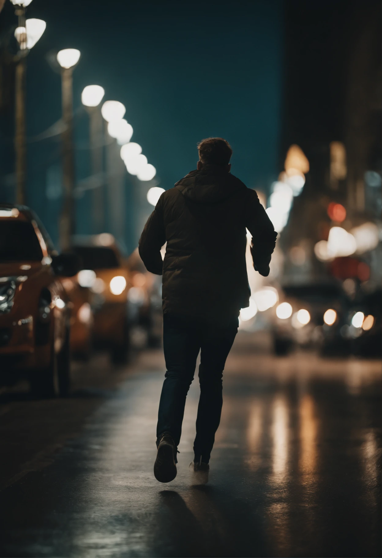 of a guy,Run quickly across the street