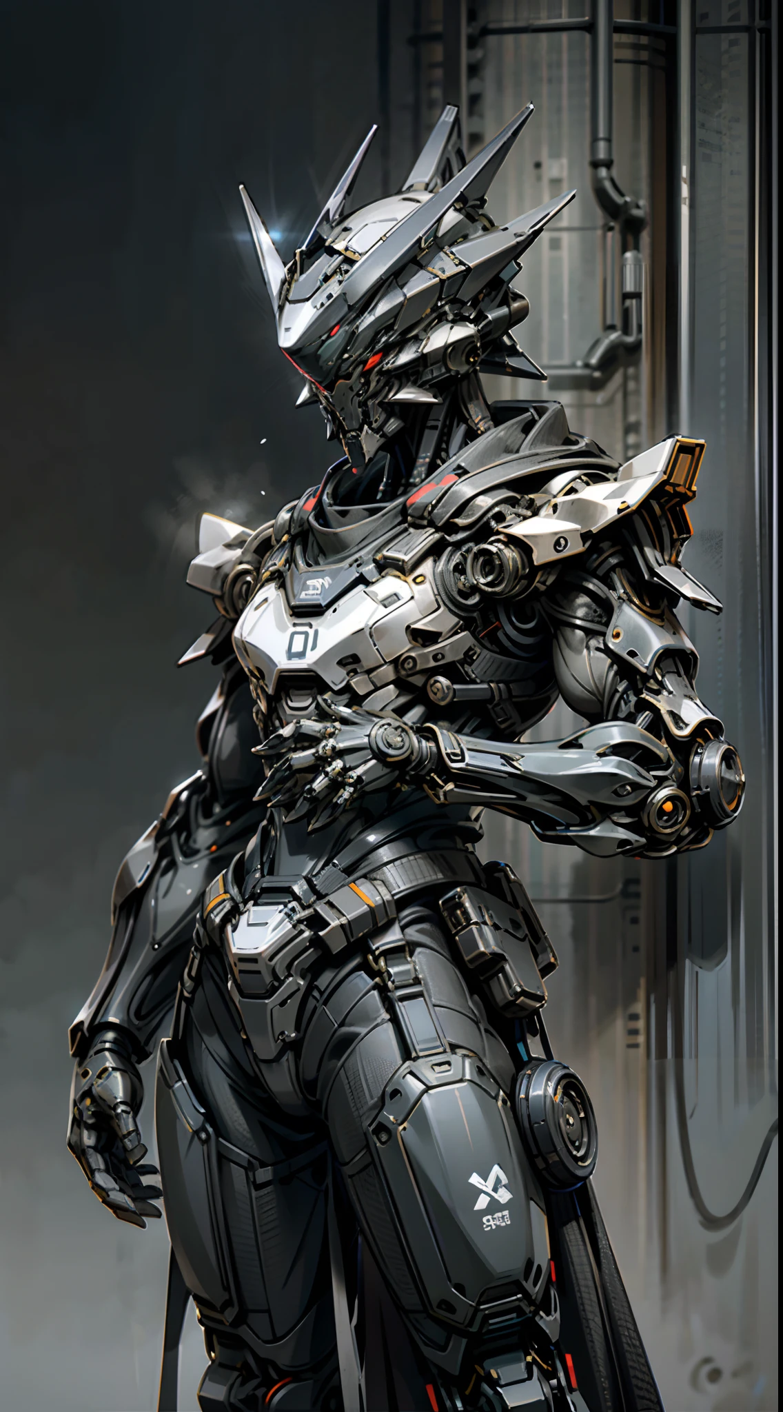 Dark_Fantasy,Cyberpunk,1manMechanical marvel,Robotic presence,Cybernetic guardian, samurai mechanical armour, katana on the waist, absolutely stunning art,wearing a black cloak, highest quality art, highest resolution, hyper detailed,black and red, futuristic, samurai robot, atmospheric,8k,64k, HD, unparalleled masterpiece, dynamic lighting, cinematic, epic