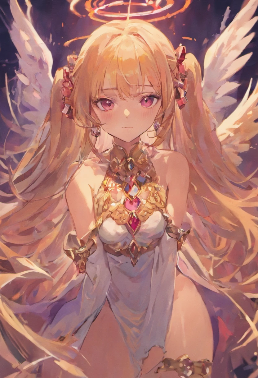 Year's on_Devil_angel, 1girll, Horns, jewelry, Solo, Long_Hair, Earrings, Looking_at_peeping at the viewer, The upper part of the body_Body,