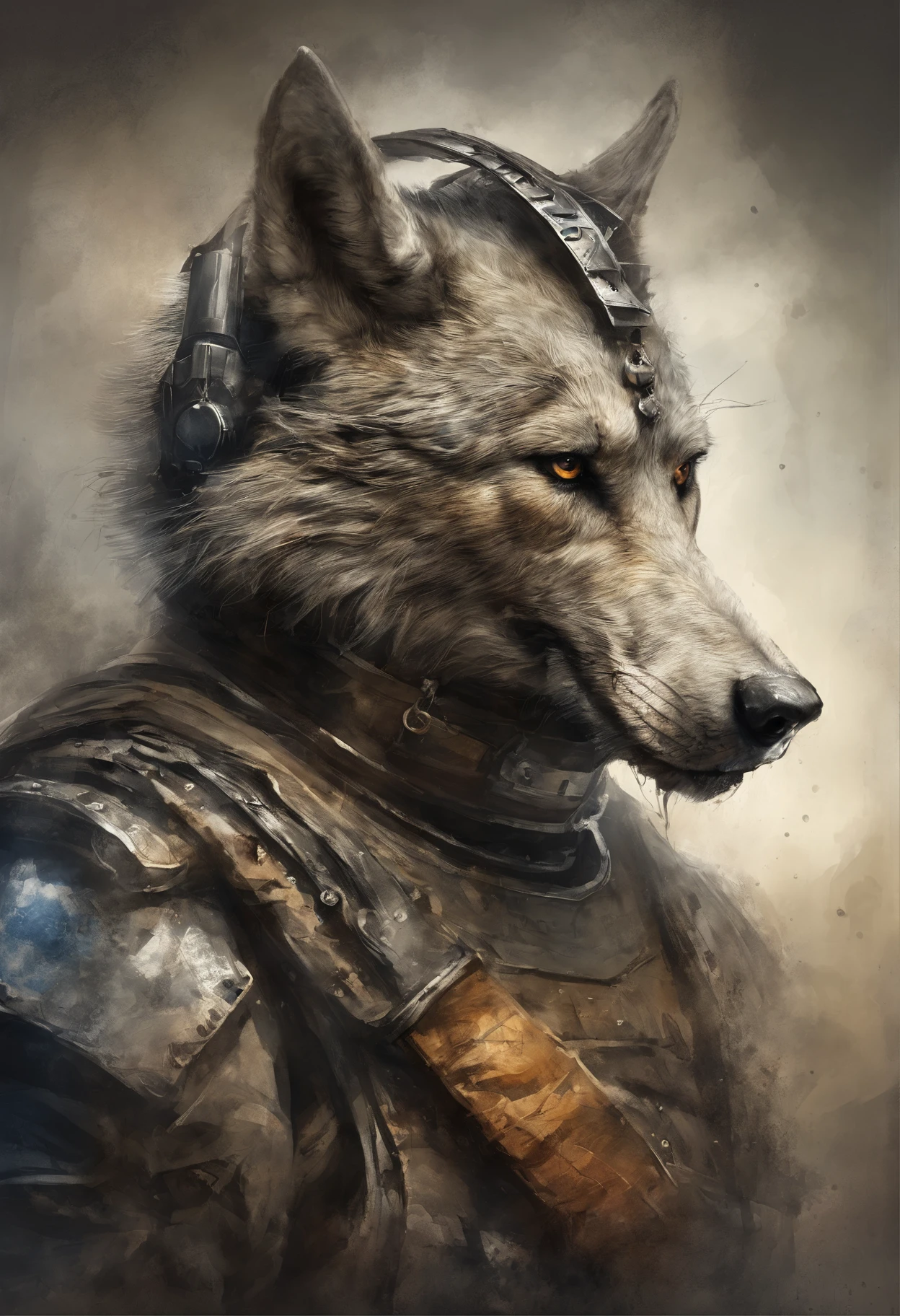 top-quality, Dramatic Lighting, menacing pose, fierce look, epic atmosphere, (((Helmet in the shape of a wolf's head))), (((Full body shot))),Wolves made of metal, cyborgs, Cyberpunk style, Clockwork, ((Intricate details)), nffsw, ((Intricate details, hyperdetails)), incandescent lamps, cinematic shot, Vignette, bokeh effect beckground, (dogy), (Full body shot).
