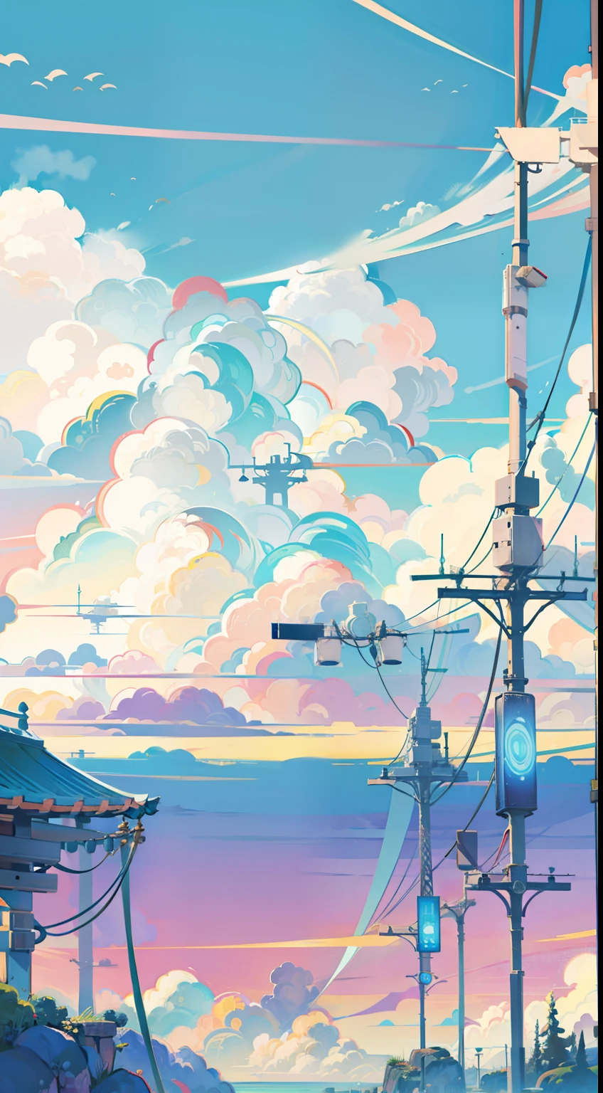 Anime BG, 2D, skyporn, cloud, Simple backgrounds, BG only, simple,Complex colors