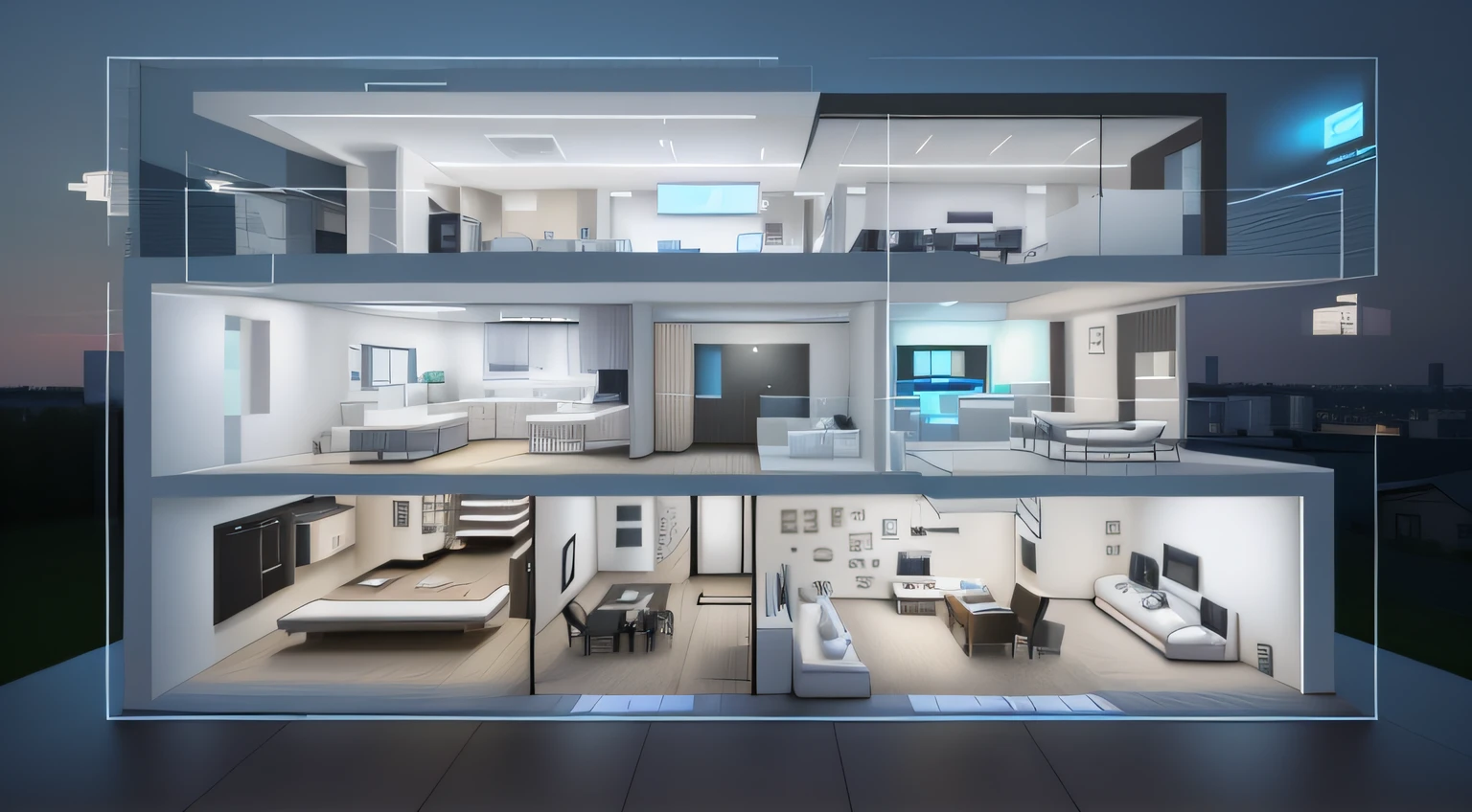 Modern house, samsung smartthings, apartment set in the near future, home setting, Modern design, 3840 x 2160, 3840 x 2160, stunning high tech, SleekDesign, with everything in its place, cgi rendering, cyberpunk apartment, Smart