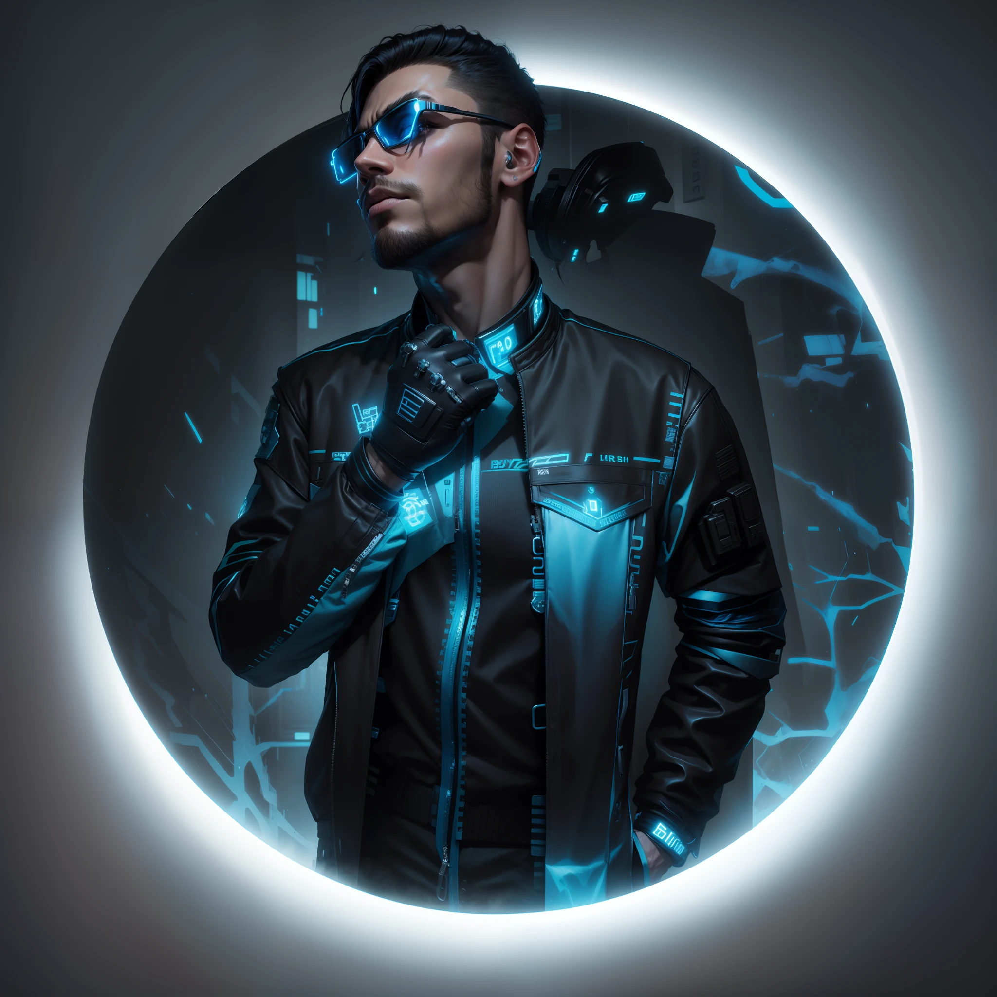 Cyberpunk handsome boy, cyberpunk black and blue jacket,ultra realistic, 8k