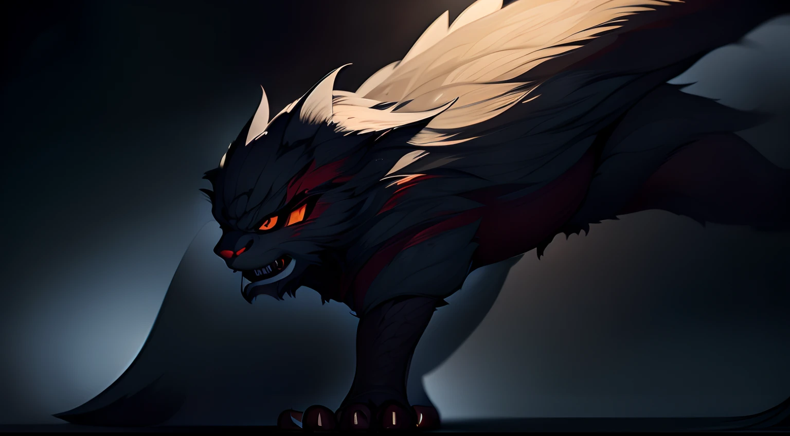 Best quality,Masterpiece,超高分辨率,(Photorealistic:1.4),Big cat,Fierce,Pounce on the camera,(Dynamic Angle),True blood,Angry,Gape,red - eyed,White fangs,(White hair), red color eyes, (full bodyesbian), (((Claws))), Blood drop,Blood fog, Floating hair,Splashing blood,(blood stain),