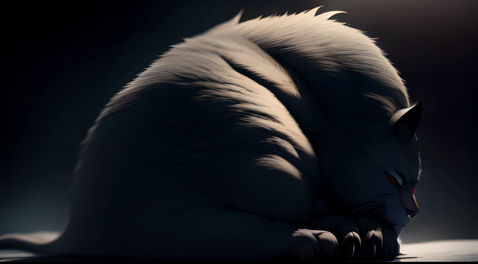 Best quality,Masterpiece,超高分辨率,(Photorealistic:1.4),Big cat,Fierce,Pounce on the camera,(Dynamic Angle),True blood,Angry,Gape,red - eyed,White fangs,(White hair), red color eyes, (full bodyesbian), (((Claws))), Blood drop,Blood fog, Floating hair,Splashing blood,(blood stain),