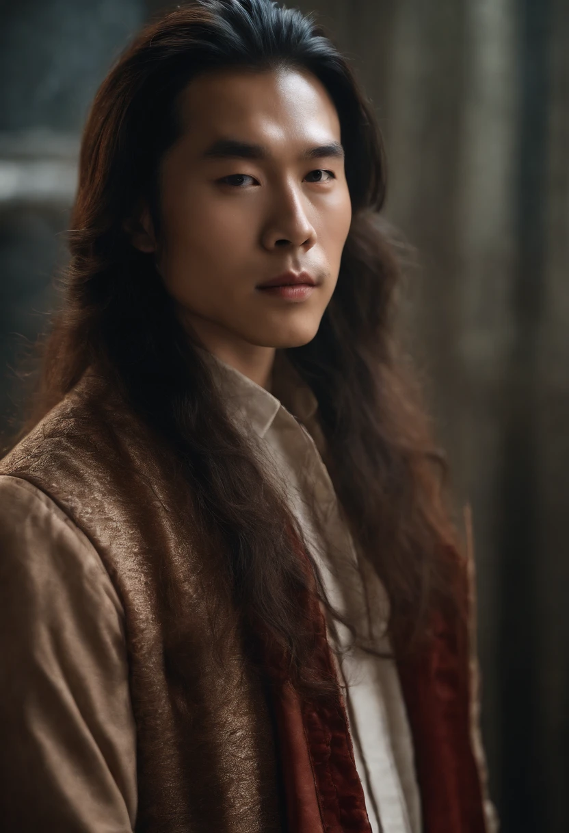 Photo of Zhong Kunyi, Male focus, ((Long hair)), ((coalescence)), ((voluminetric lighting)), Best quality