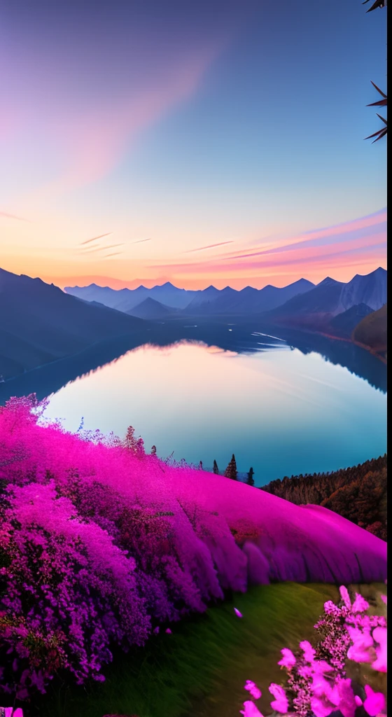 A beautiful Korean mountain and lake, (masterpiece), (portrait), (raw photo), (highly detailed CG unity 8k wallpaper) intricate, sharp focus, dramatic, realistic art