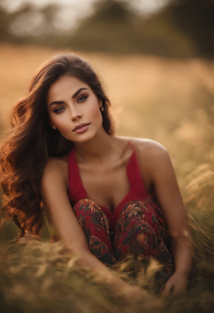 Beautiful women sitting in a ground