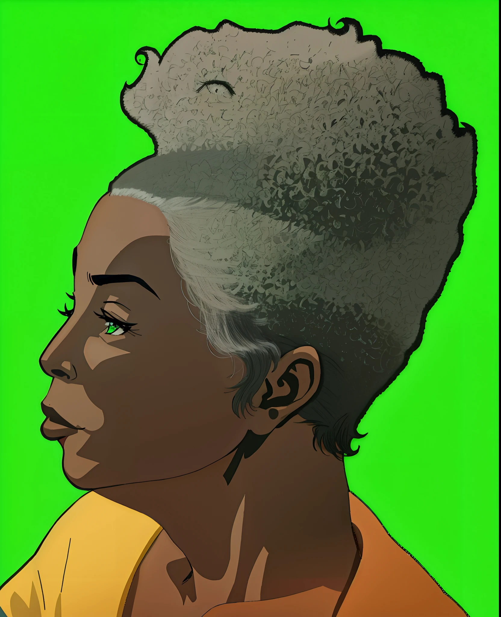 turn this face to cartoon style, black old woman, exactly similar to picture