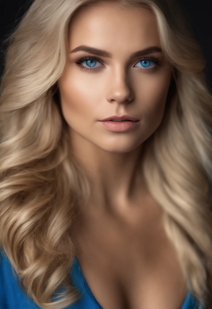 slightly bony facial features, looking directly at the camera, blonde hair, sexy breasts, beautiful and fit body, blue eyes,
natural make-up young woman