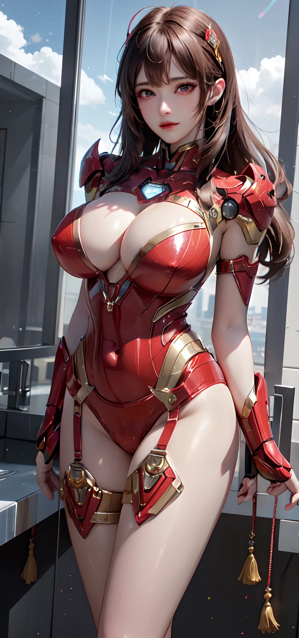 Iron Man,A MILF,extremely large bosom,long leges,Big breasts Thin waist, Bikini,nakeness